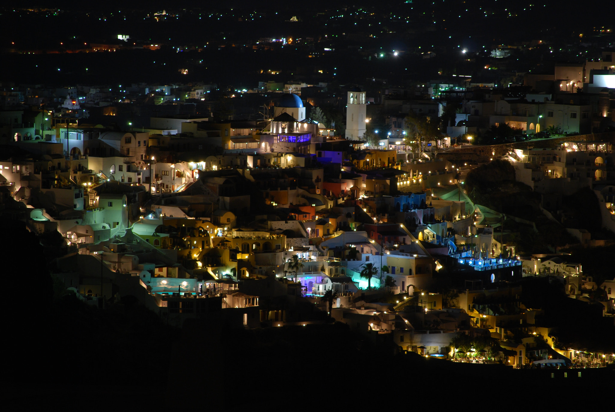 Nikon D40X sample photo. Santorini: thira at night photography