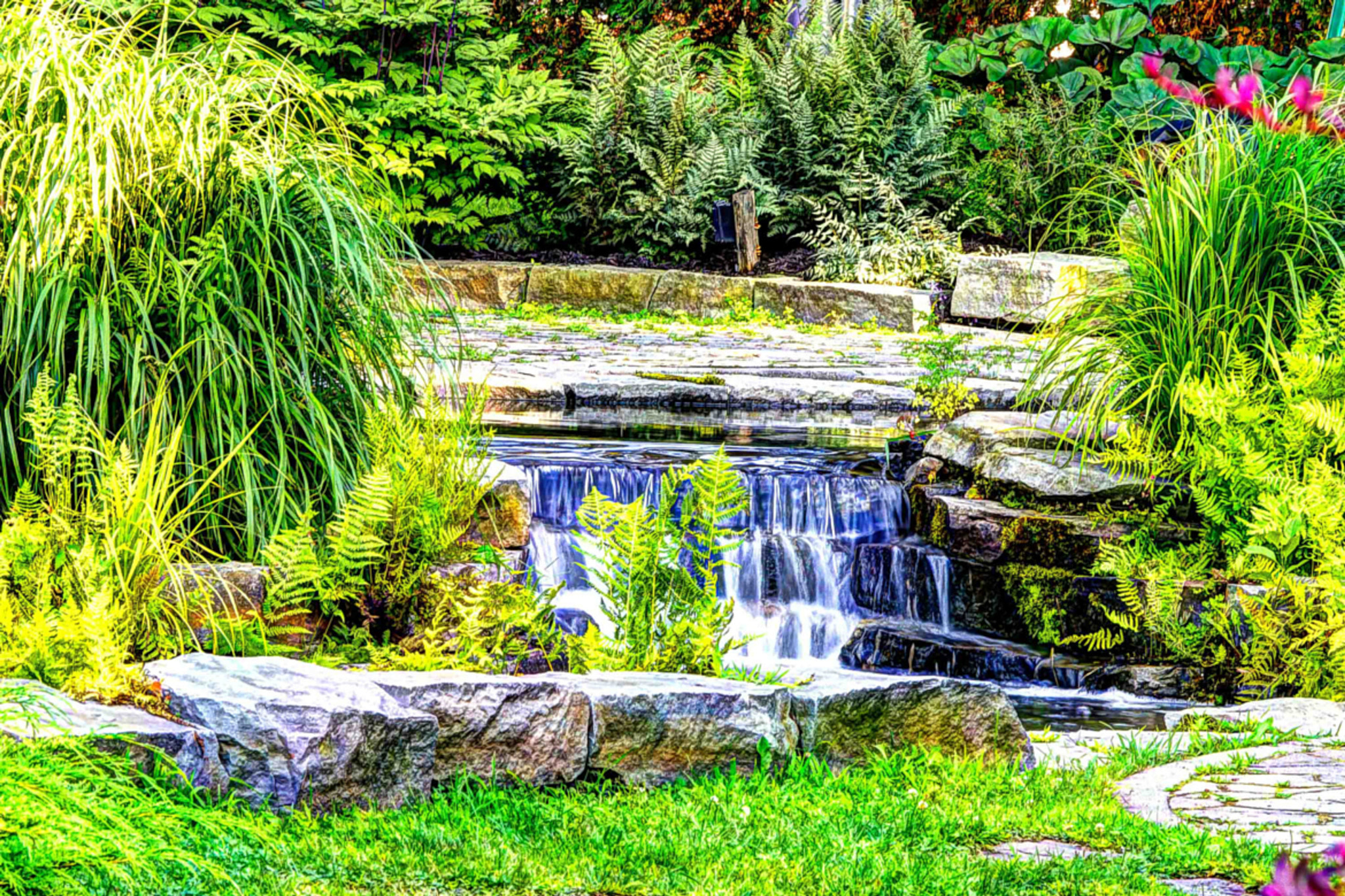 Canon EF 75-300mm f/4-5.6 USM sample photo. Waterfall garden photography