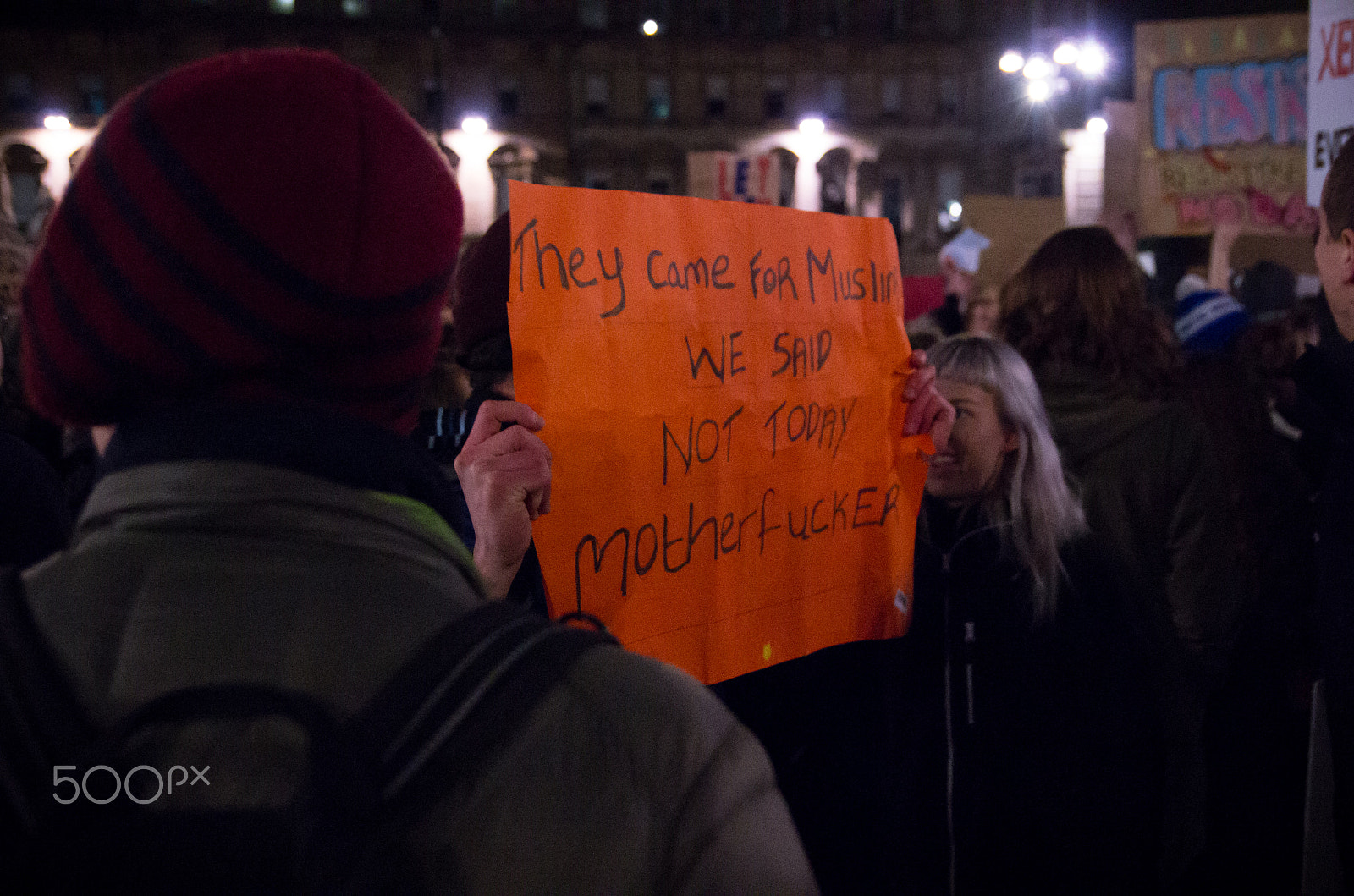 Pentax K-5 sample photo. Glasgow anti-trump photography