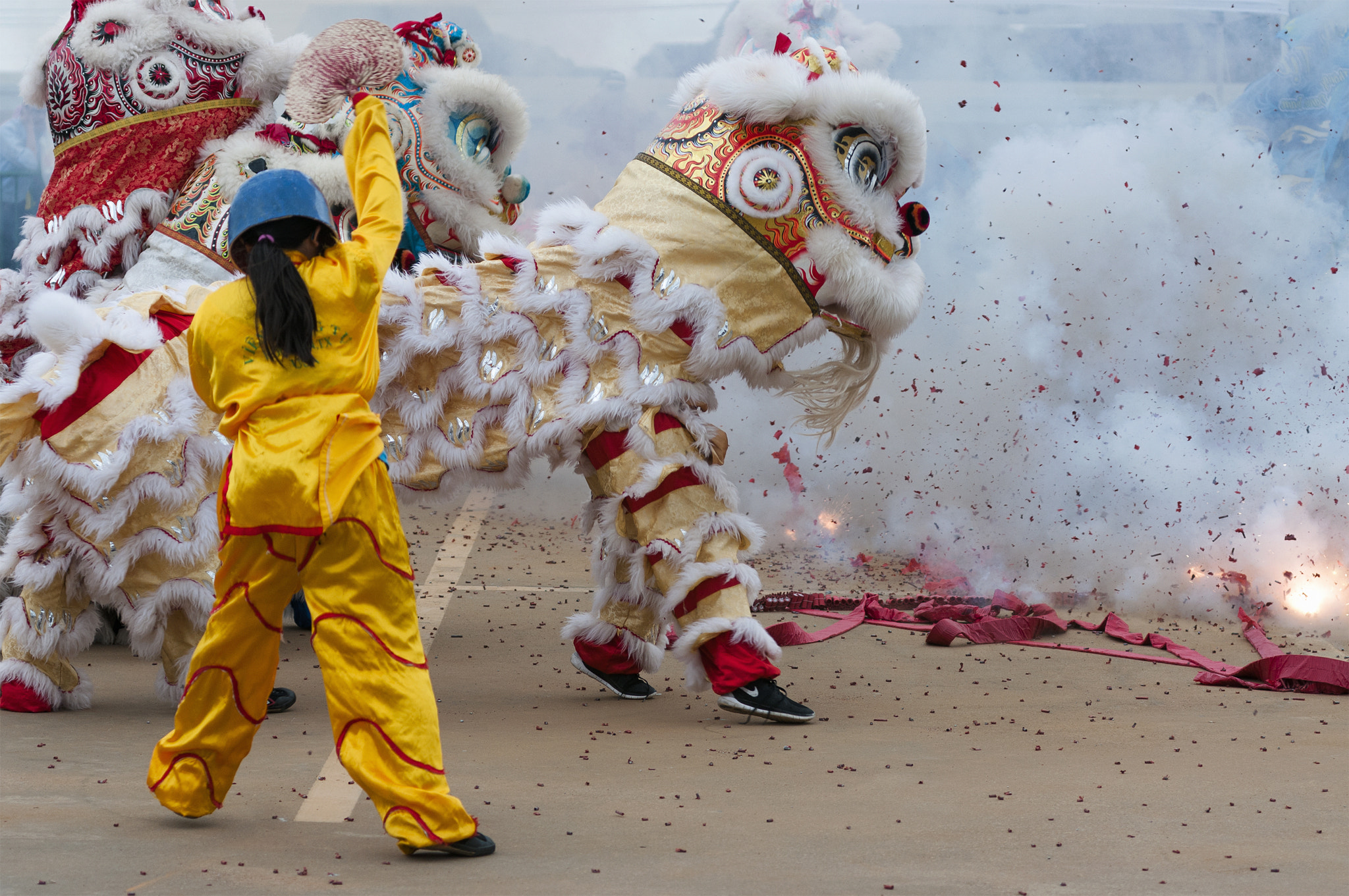 Nikon D300S sample photo. The houston  lion dance girl team in action photography