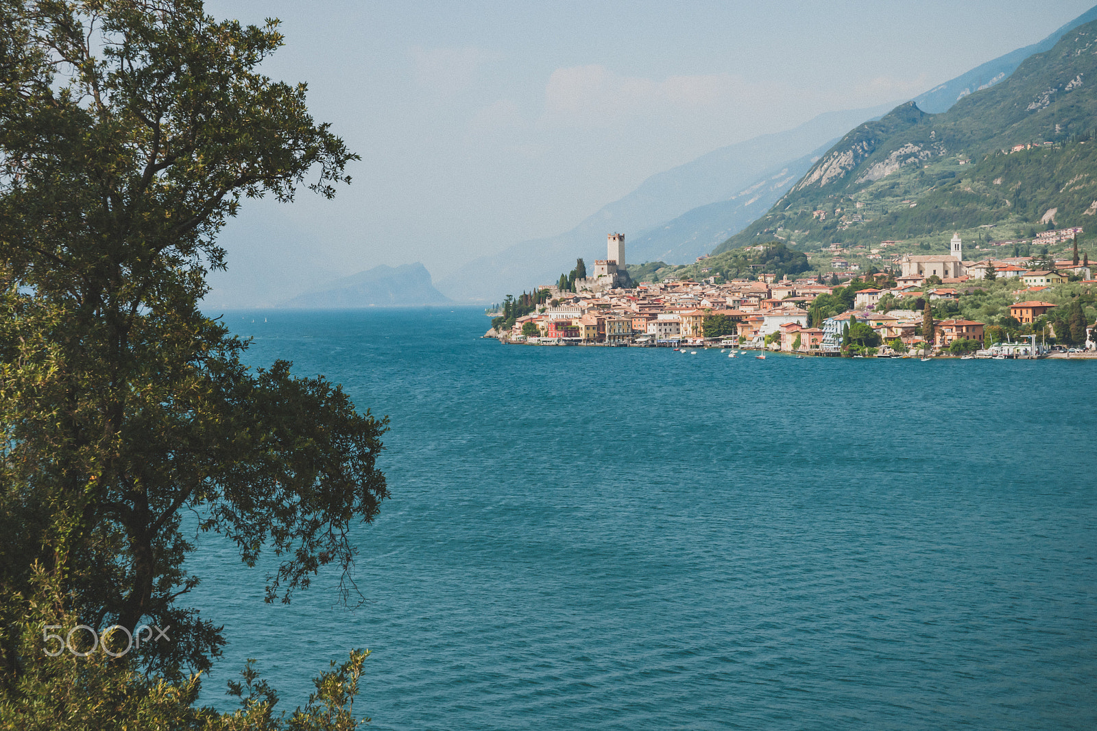 Sony Alpha DSLR-A900 sample photo. View on city of malcesine along with garda lake, photography