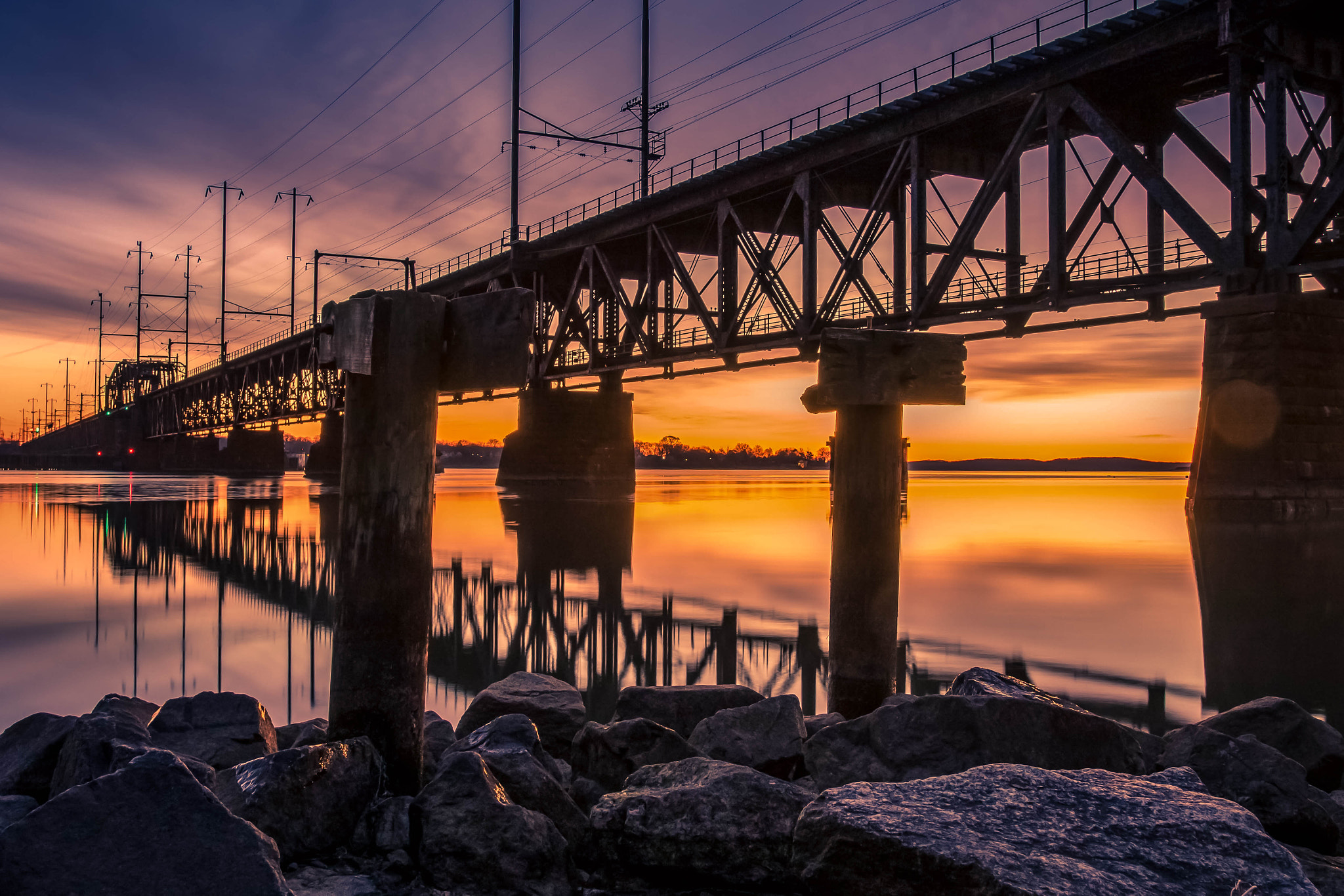 Canon EOS 7D Mark II + Sigma 18-35mm f/1.8 DC HSM sample photo. Railroad bridge over susquehanna river photography