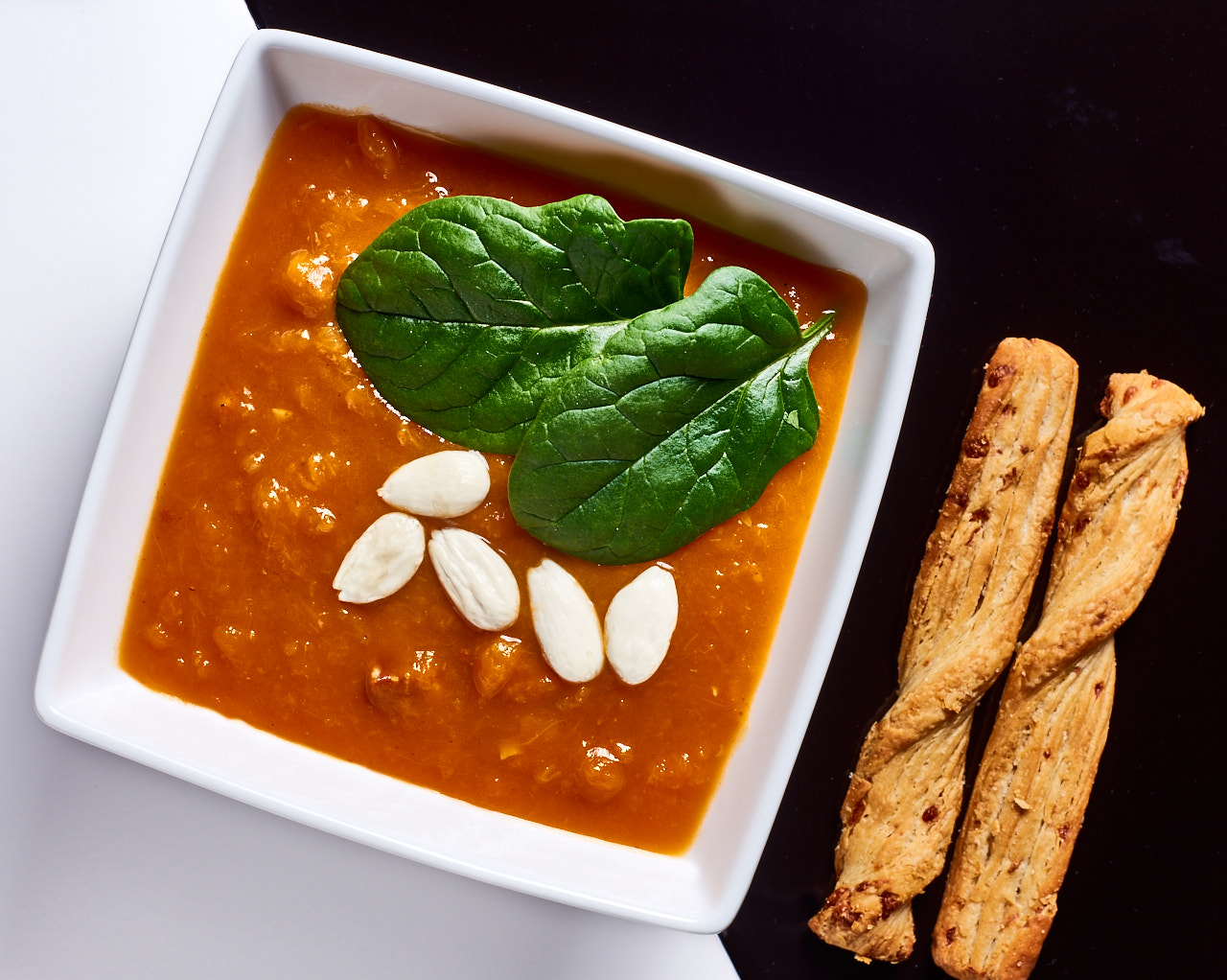 Nikon AF-S Nikkor 50mm F1.4G sample photo. Pumpkin soup with almonds photography