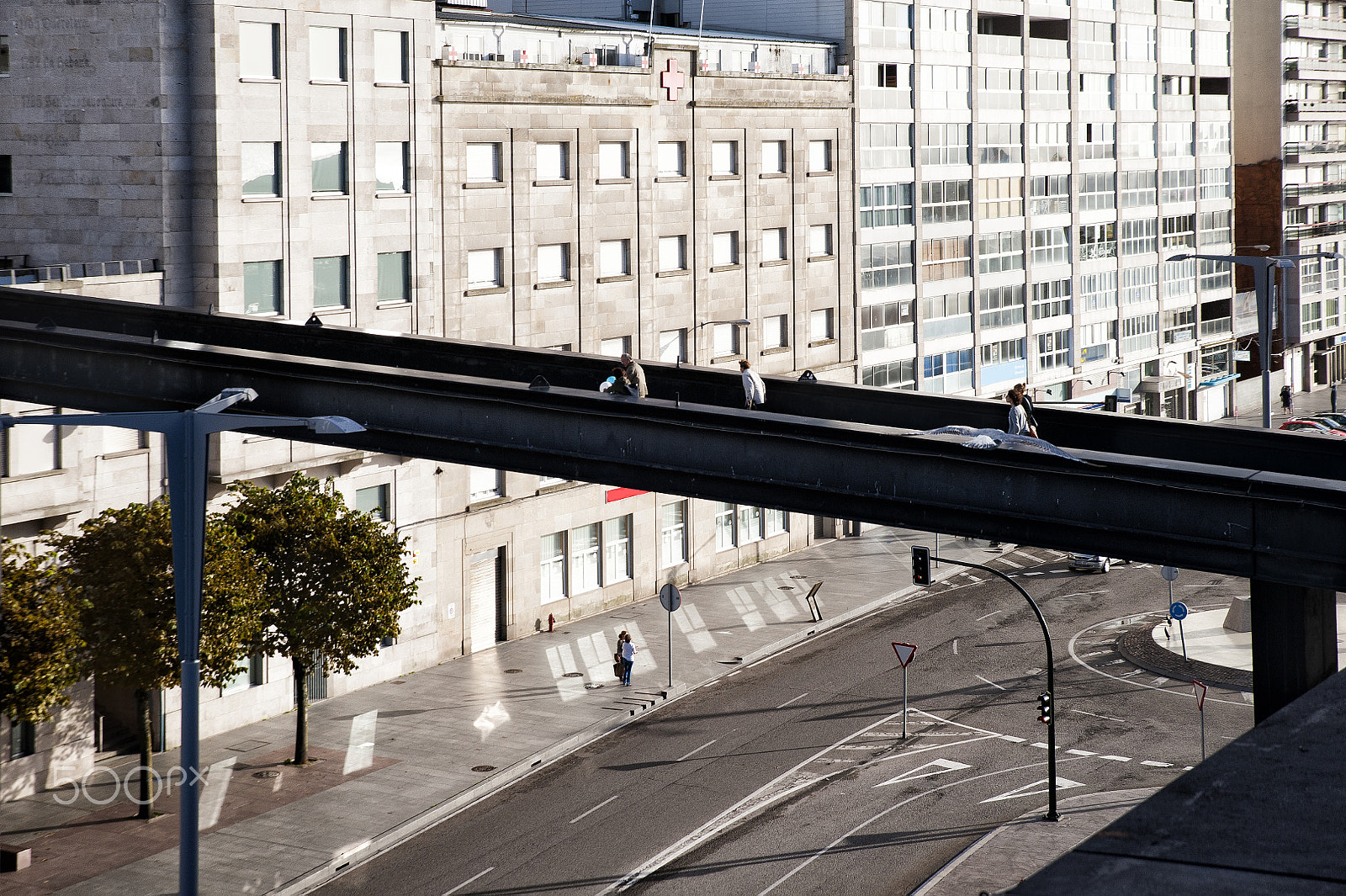 Tamron SP 24-70mm F2.8 Di VC USD sample photo. Pedestrian elevated footbridge on the vigo streets photography