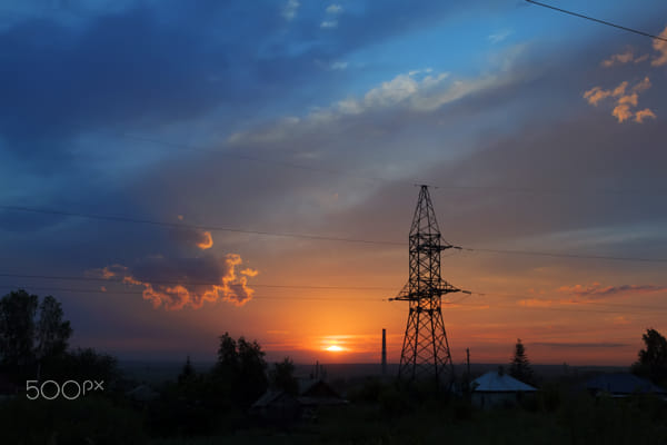 sunset beneath the power lines by Nick Patrin on 500px.com
