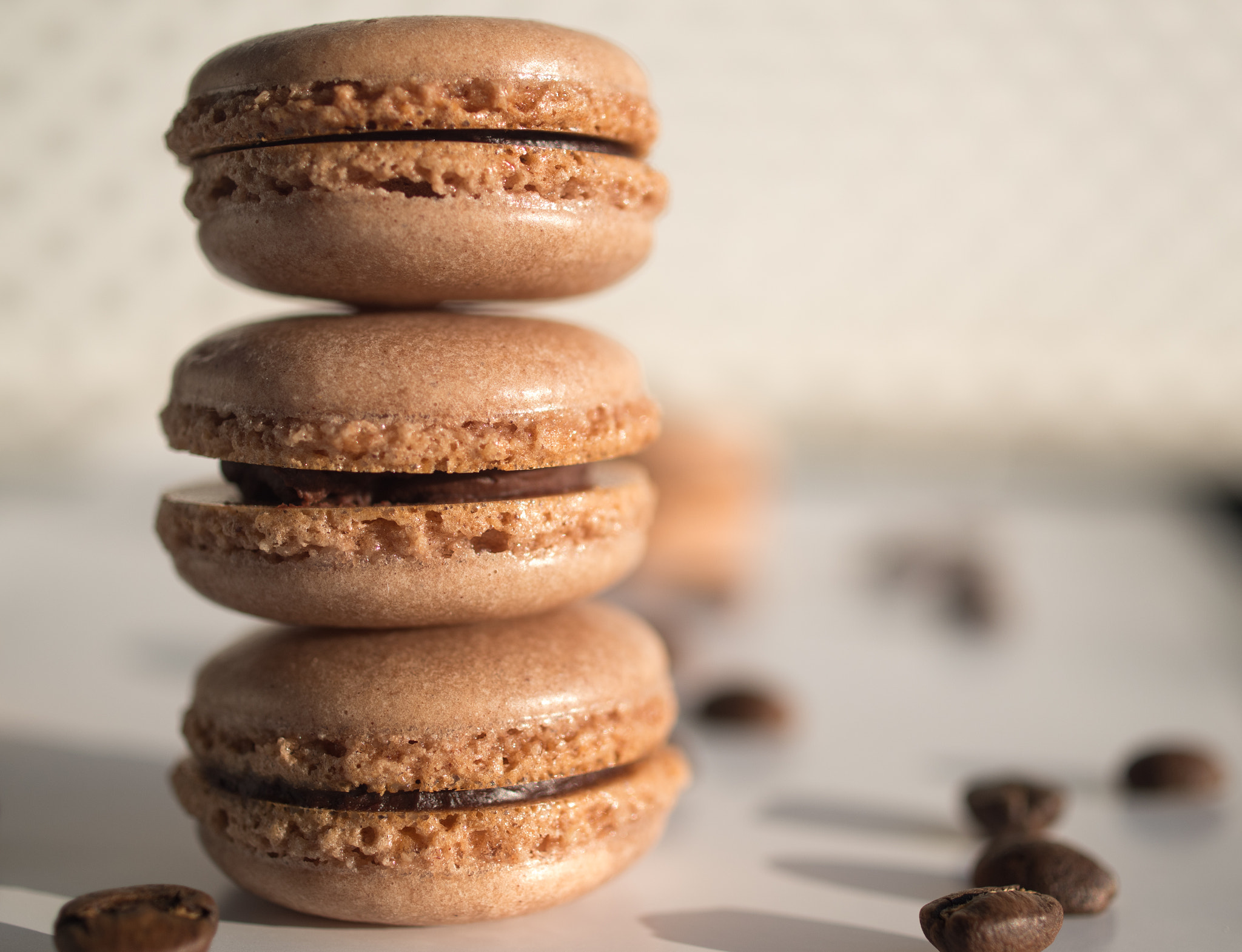 HD Pentax DA 35mm F2.8 Macro Limited sample photo. Mocha-chocolate macarons. french cookies, sweets. photography