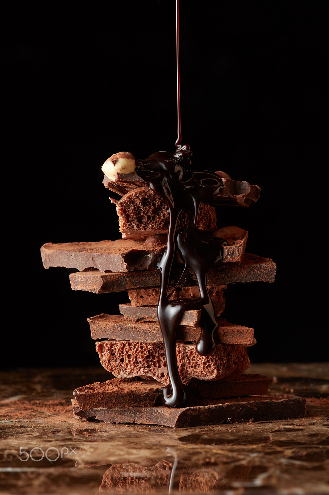 Canon EF 100mm F2.8 Macro USM sample photo. Stack of chocolate slices with icing and candy photography