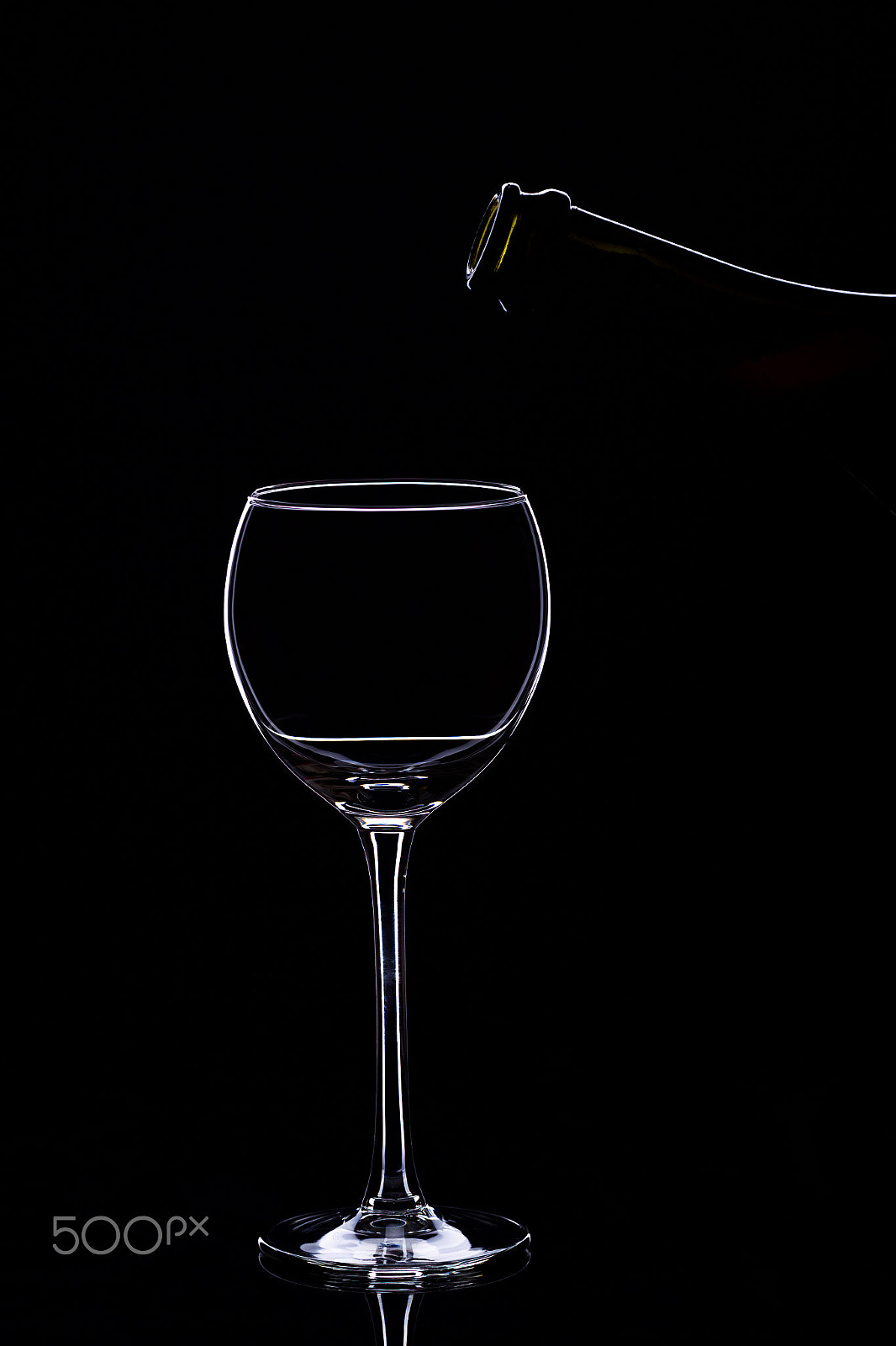 Canon EOS-1D Mark IV sample photo. Wine glasses with wine bottle on a black background, minimalism, photography