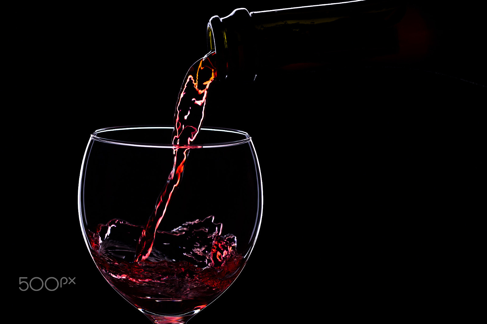 Canon EOS-1D Mark IV sample photo. Wine glasses with wine bottle on a black background, minimalism, photography