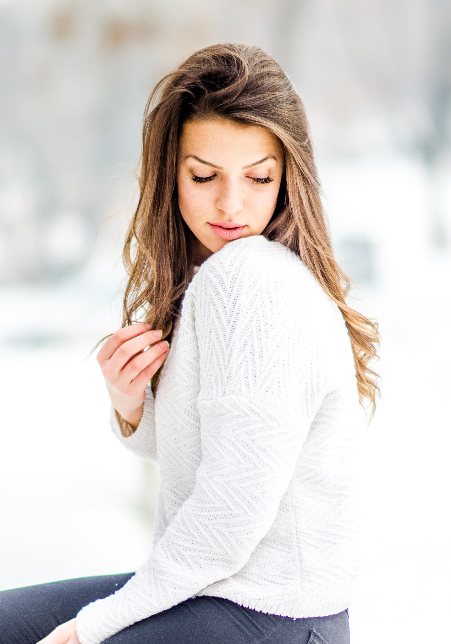 Nikon D5100 + Sigma 85mm F1.4 EX DG HSM sample photo. Snow portrait photography