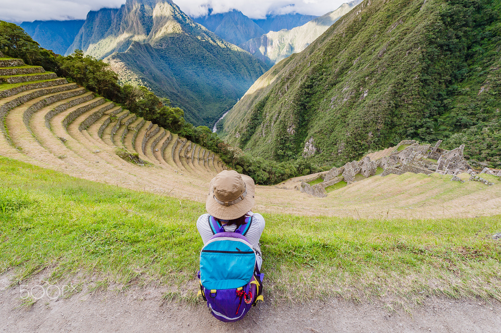 Nikon D4S sample photo. Terraced mountainside and buildings at winay wayna, the inca trail, cusco, peru photography