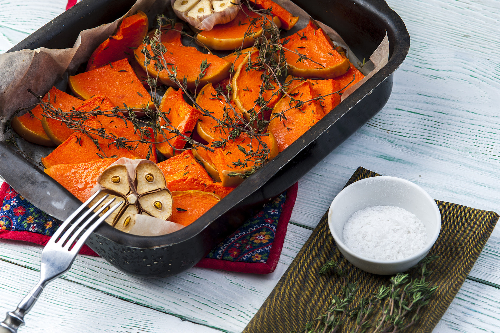 AF Micro-Nikkor 105mm f/2.8 sample photo. Baked pumpkin in baking tray on table photography