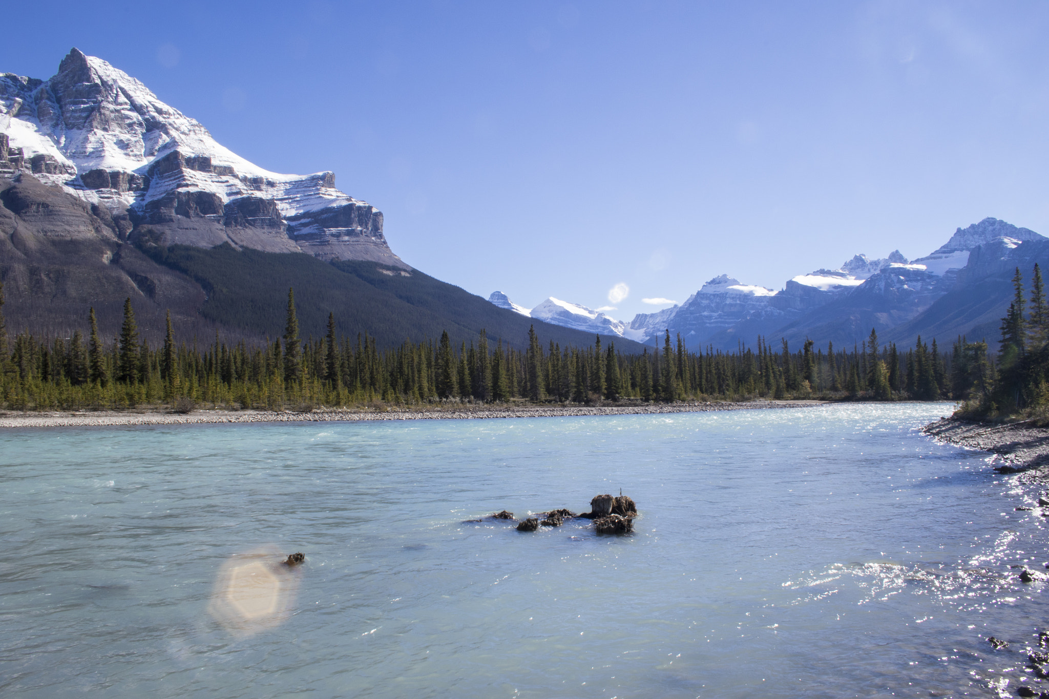 Canon EF-S 18-55mm F3.5-5.6 II sample photo. River along the icefields parkway photography