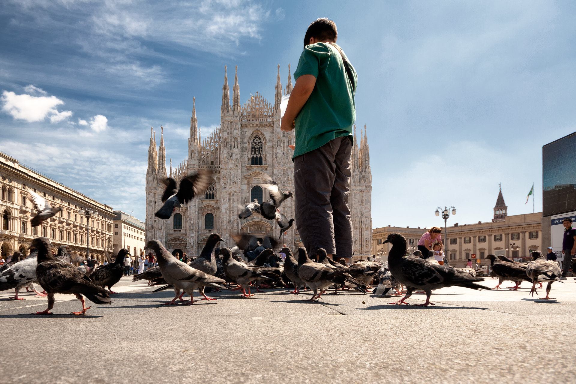 Canon EOS 450D (EOS Rebel XSi / EOS Kiss X2) + Sigma 10-20mm F4-5.6 EX DC HSM sample photo. Feeding the pigeons photography