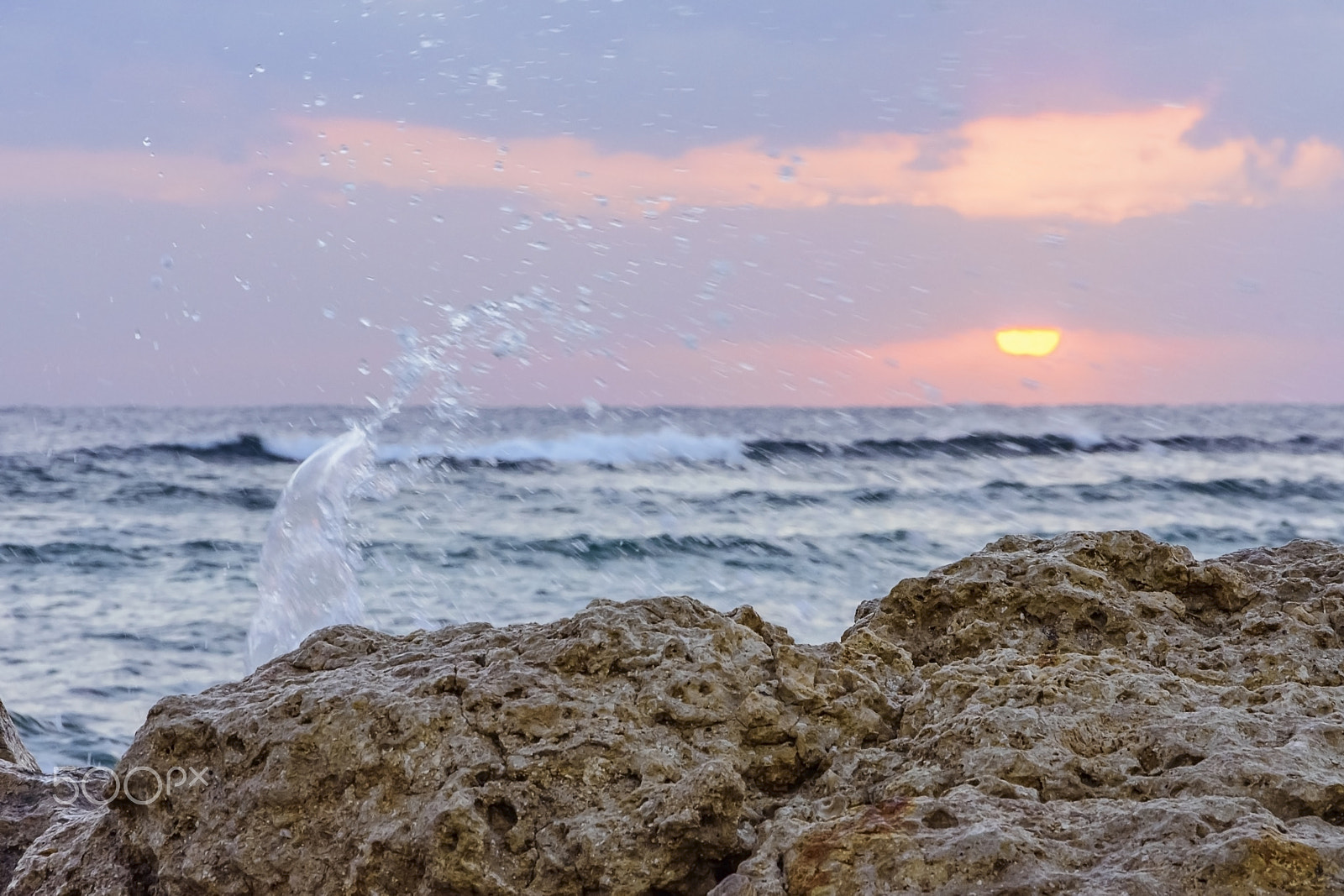 Nikon D7200 + Sigma 18-250mm F3.5-6.3 DC OS HSM sample photo. Wave drops with sunrise at red sea photography
