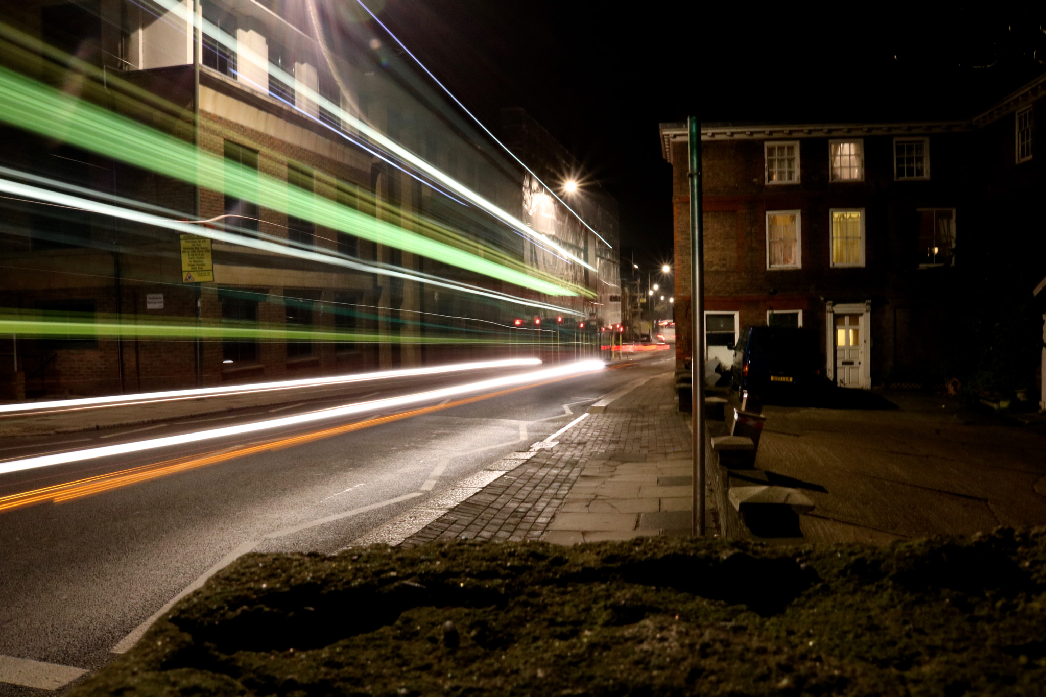 Canon EOS 760D (EOS Rebel T6s / EOS 8000D) sample photo. Speeding bus light trails photography