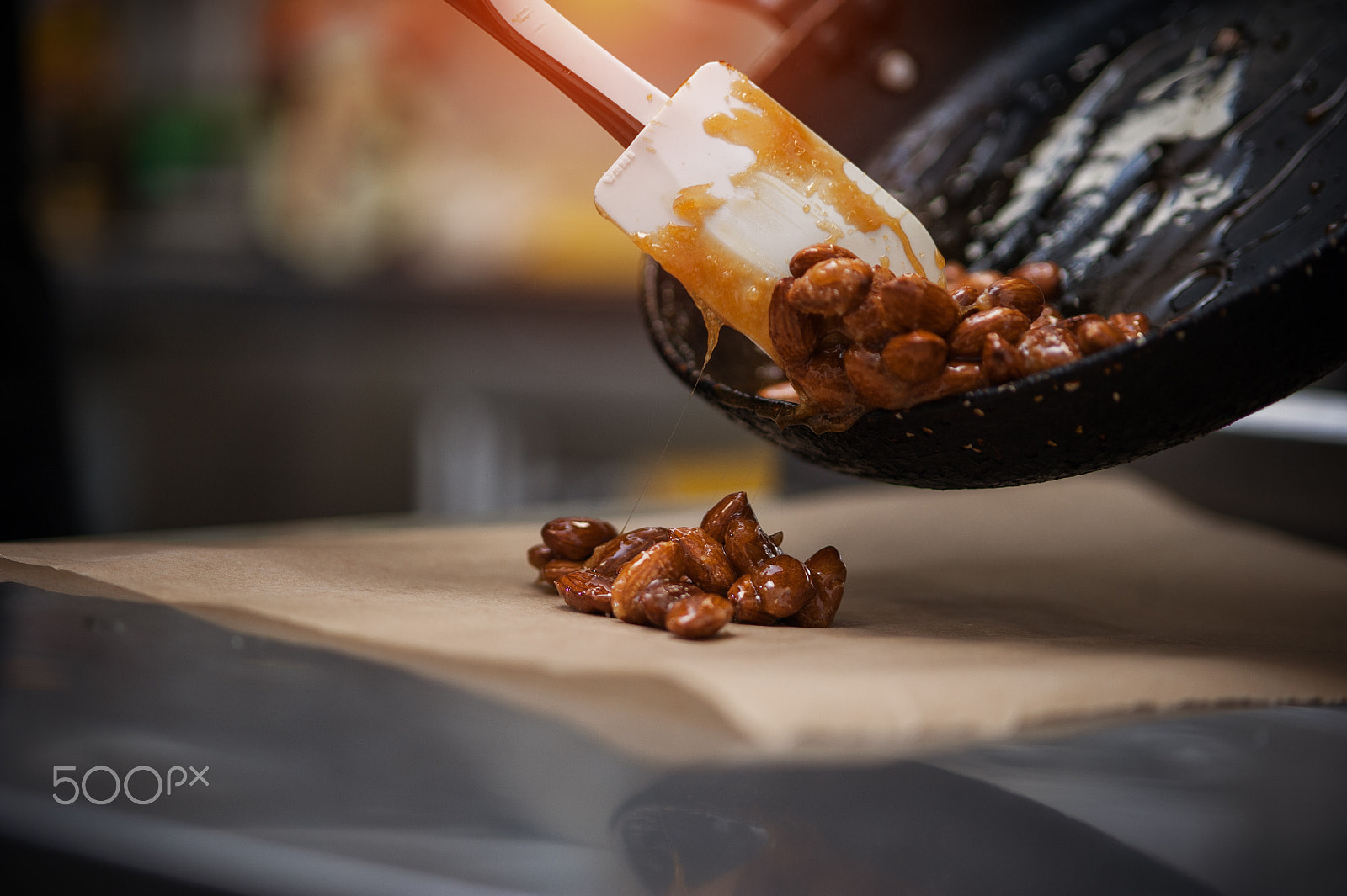 AF Micro-Nikkor 105mm f/2.8 sample photo. Preparing almond caramel on restaraunt kitchen photography