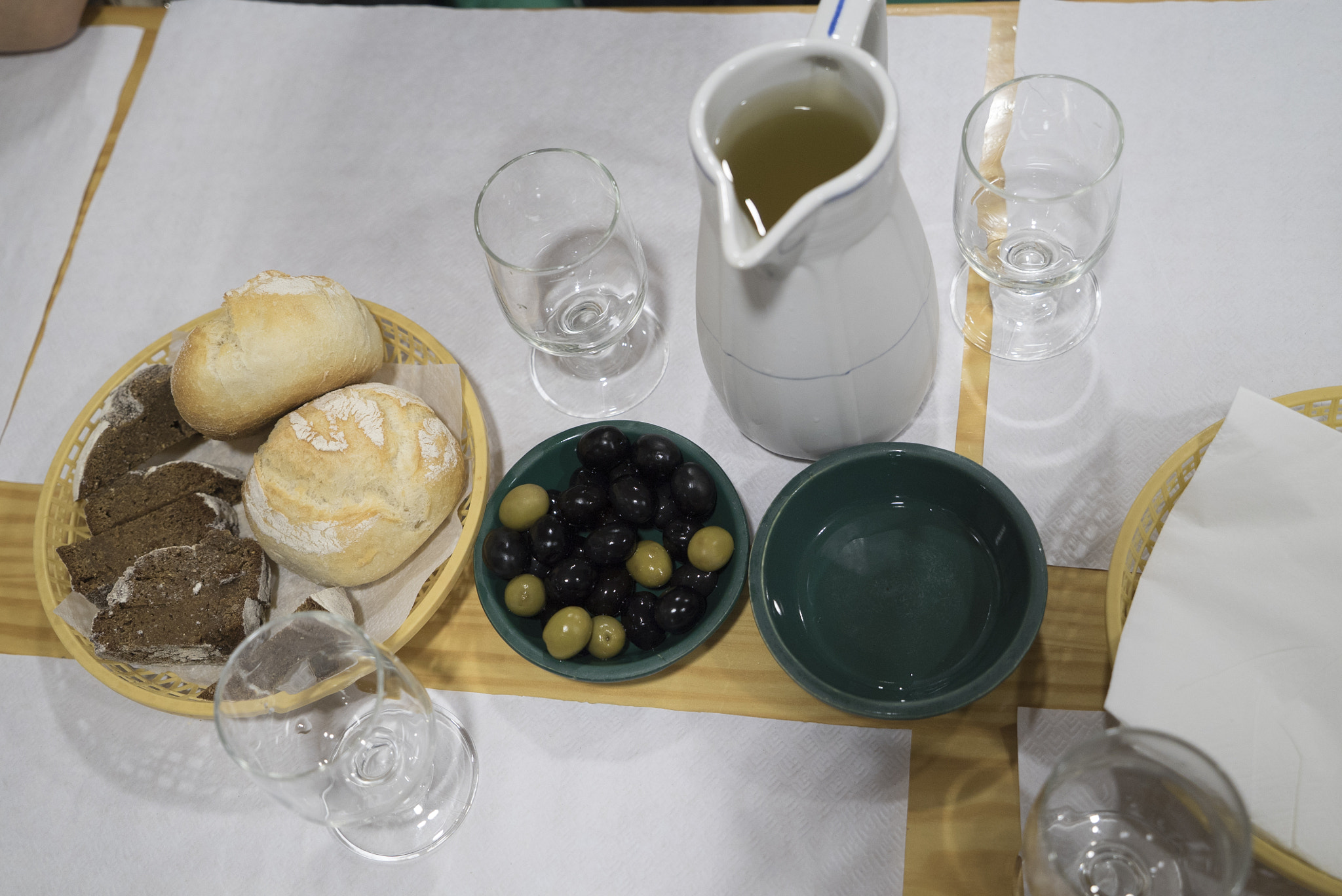Sony a7S + Sony Vario Tessar T* FE 24-70mm F4 ZA OSS sample photo. Bread, wine and olives photography