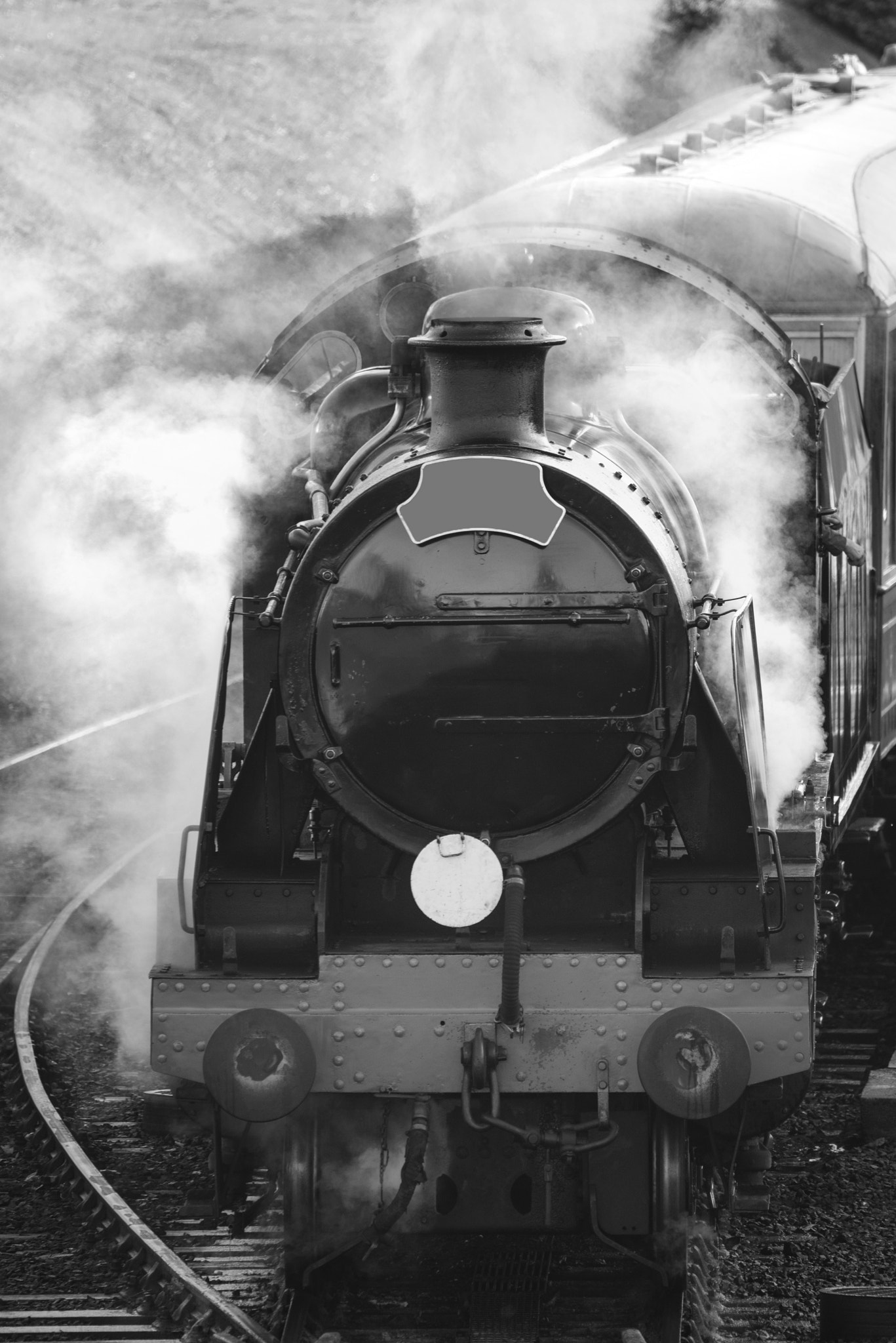 Sigma 150-600mm F5-6.3 DG OS HSM | C sample photo. Restored victorian era steam train engine with full steam in bla photography