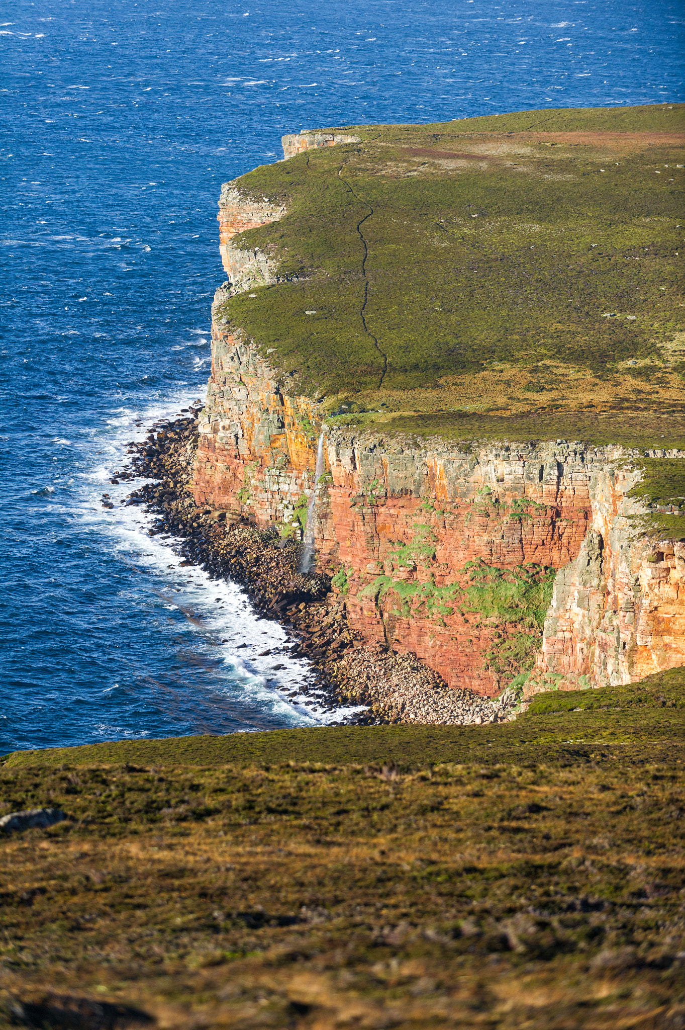 Nikon D3S sample photo. Waterfall on cliff walk to the old man of hoy, orkney, scotland photography