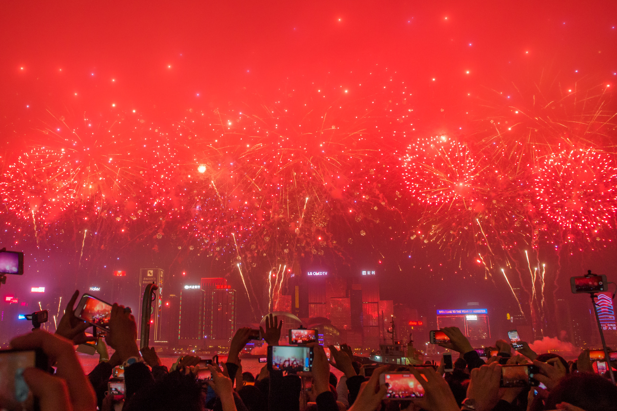 Olympus PEN E-P5 sample photo. Fireworks in victoria harbor photography