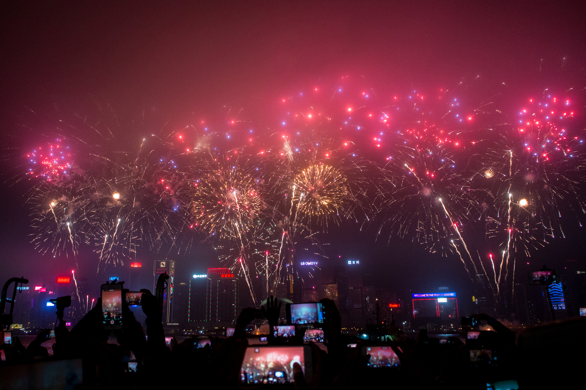 Olympus PEN E-P5 sample photo. Fireworks in victoria harbor photography