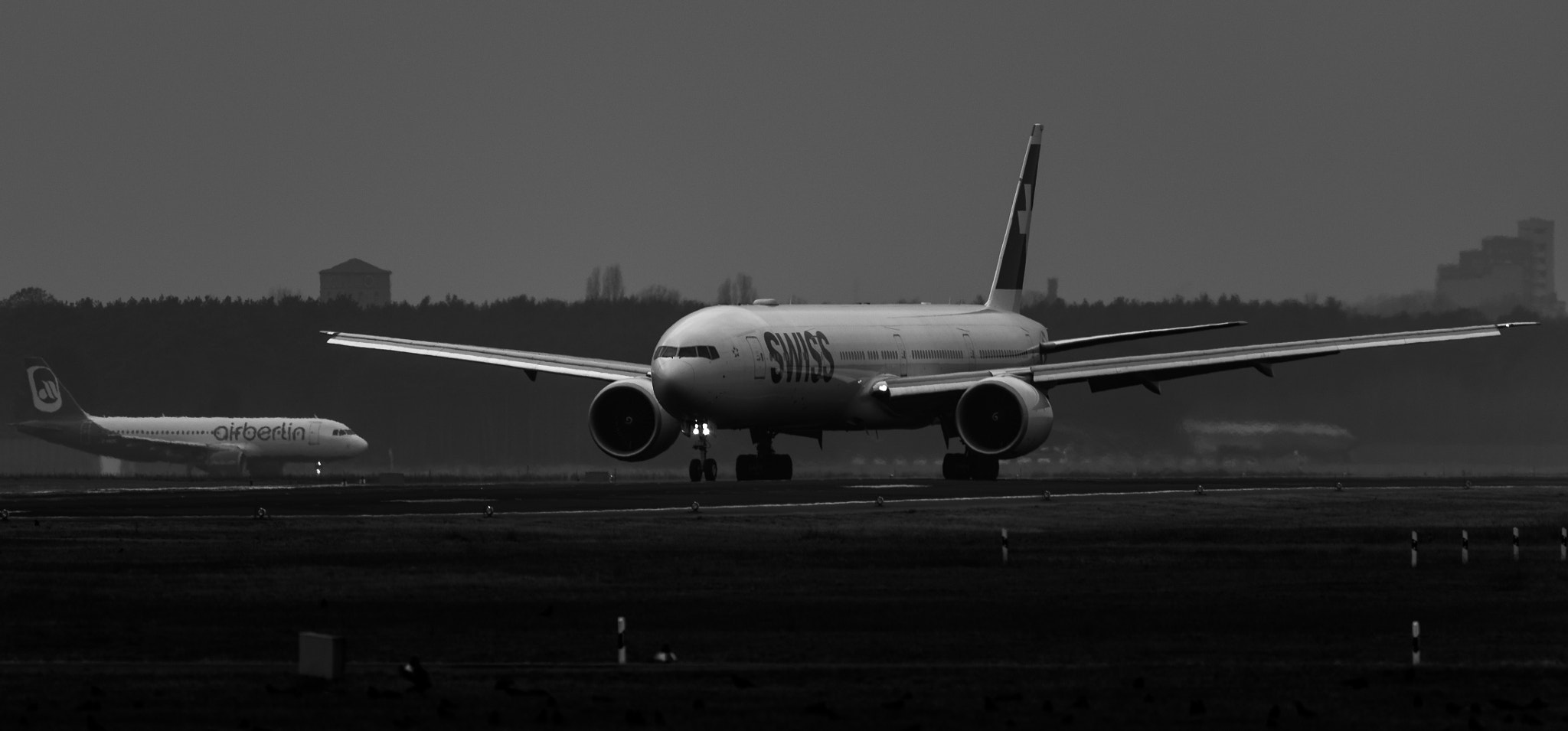 Pentax K-1 sample photo. B/w swiss b777 @ txl photography