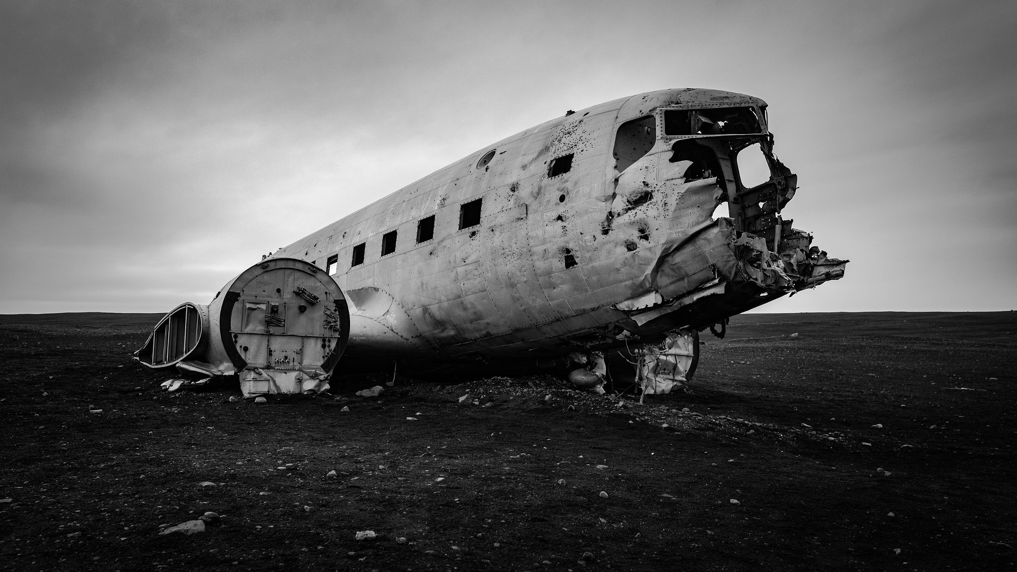Tamron SP 15-30mm F2.8 Di VC USD sample photo. Crashed airplane on beach near vik iceland. an oth ... photography