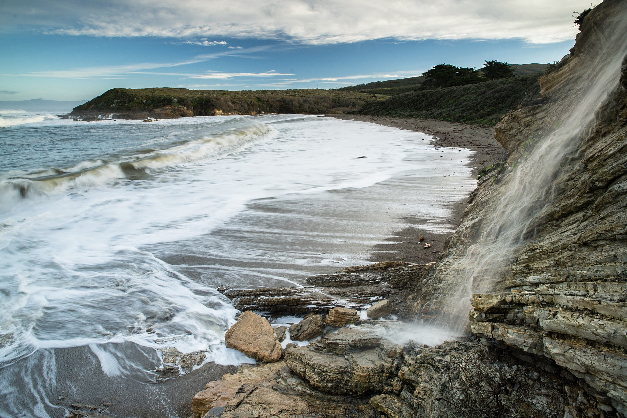 Sony a7R II + Canon EF 16-35mm F2.8L II USM sample photo. A waterfall by the beach photography