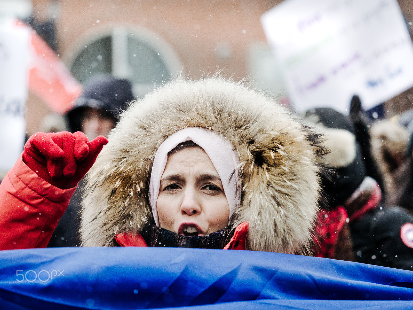 Olympus OM-D E-M10 + Olympus M.Zuiko Digital ED 40-150mm F2.8 Pro sample photo. At the demonstration in solidarity with quebec's muslims photography