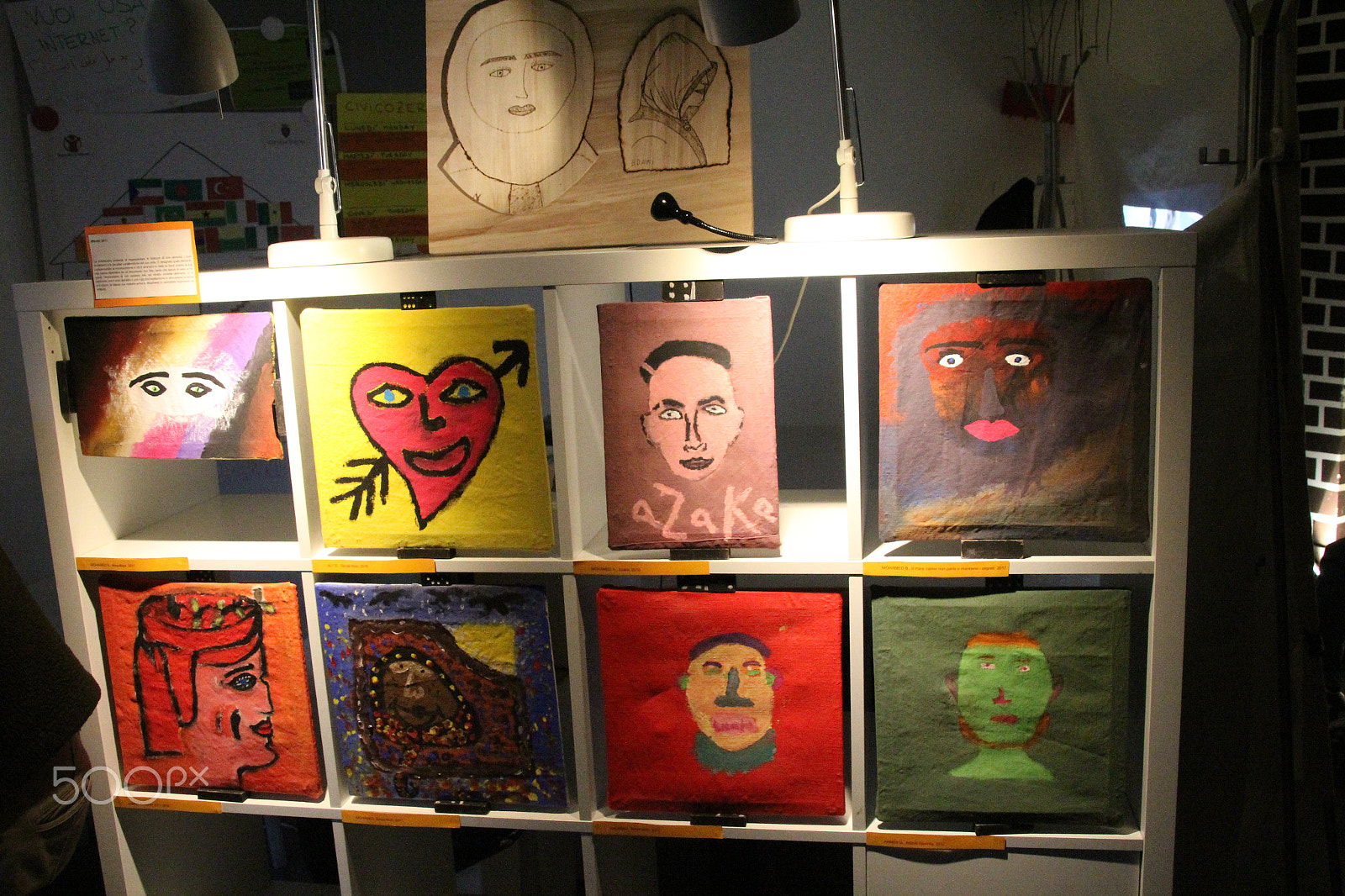 Canon EOS 1200D (EOS Rebel T5 / EOS Kiss X70 / EOS Hi) + Canon TS-E 90mm F2.8 Tilt-Shift sample photo. Paintings by unaccompanied minors children, with photography