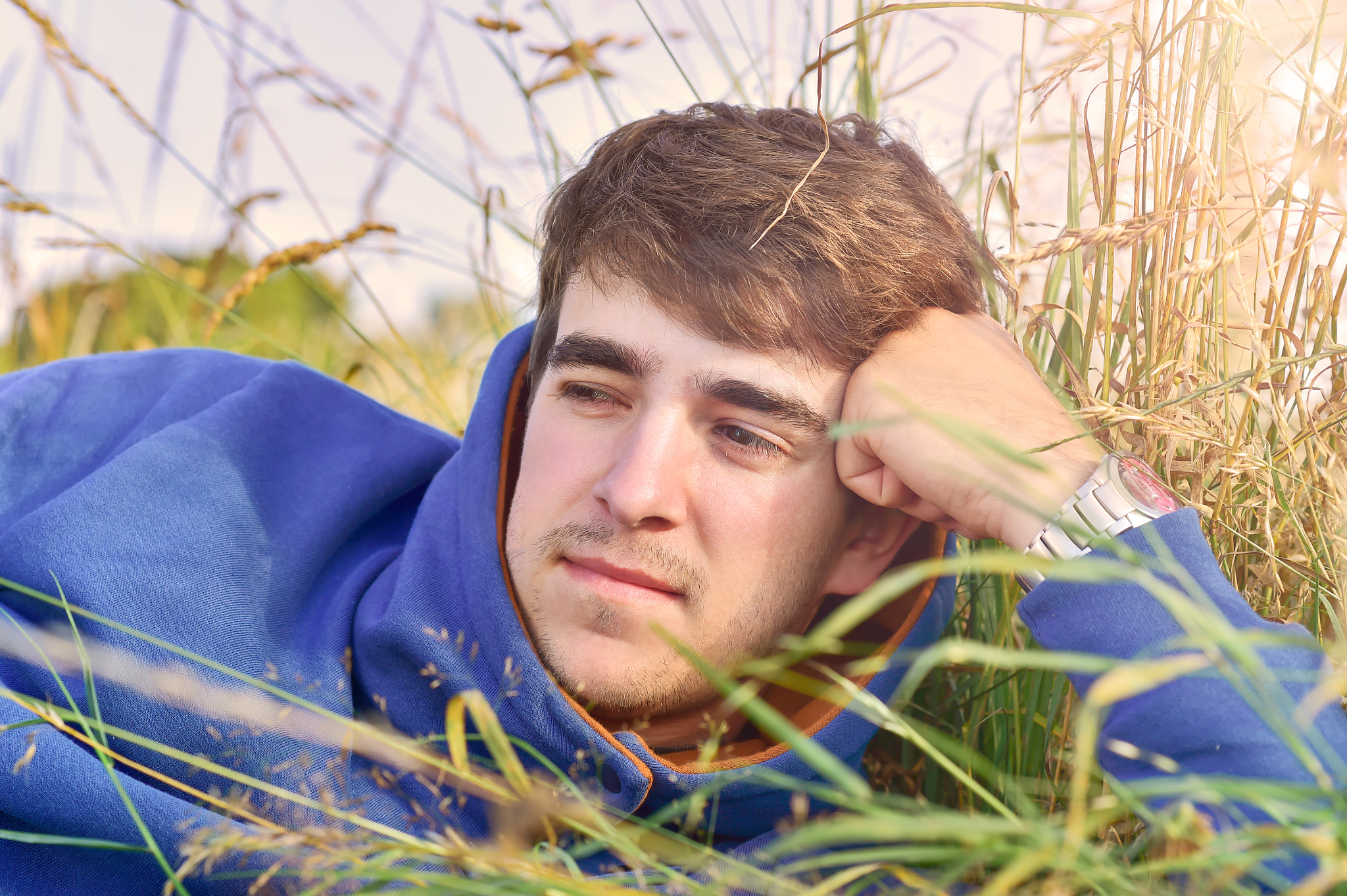 Nikon D4S + Nikon AF-S Nikkor 85mm F1.8G sample photo. Young man outdoors portrait with copy space photography