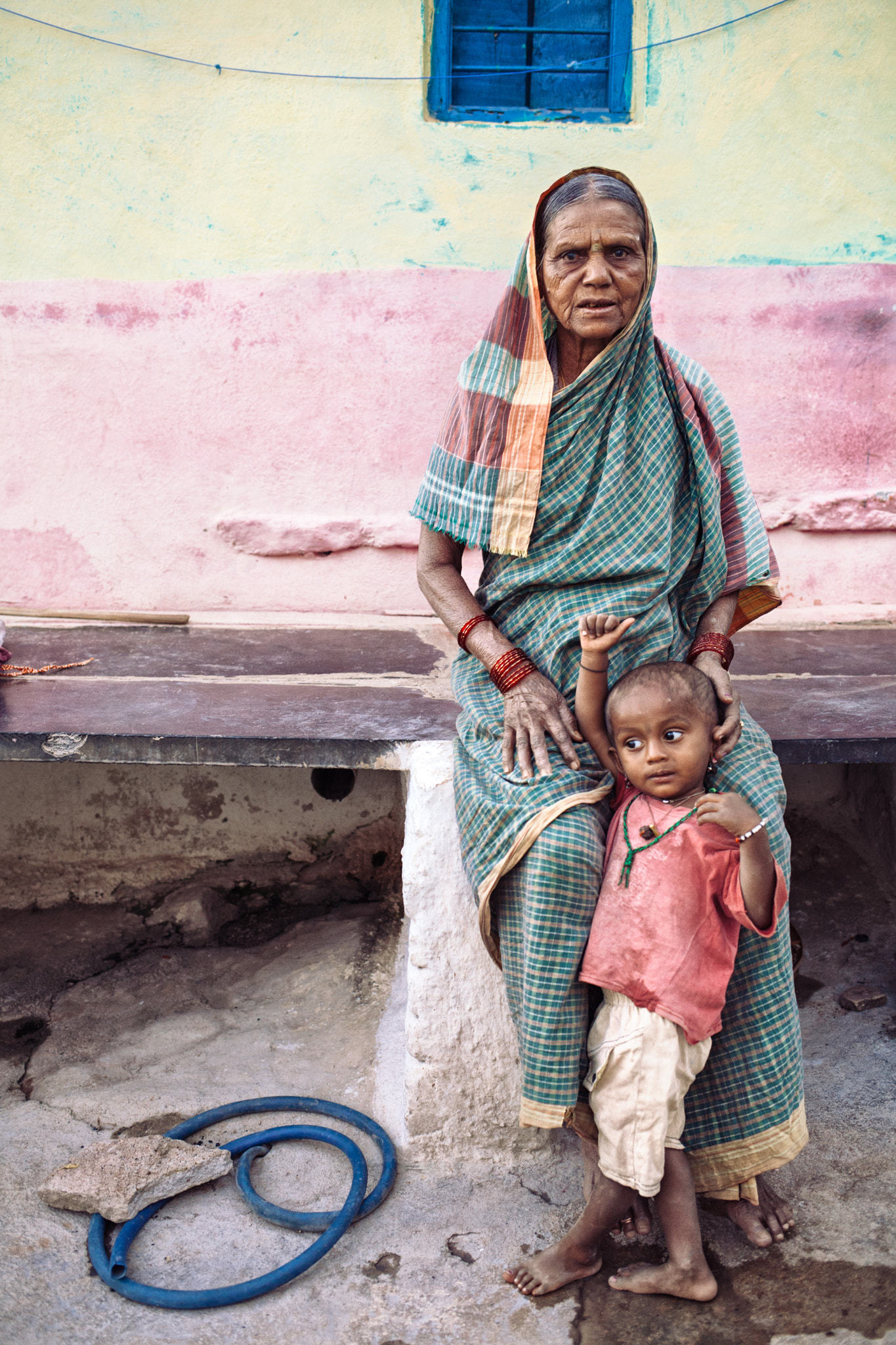 Canon EOS 5D Mark II sample photo. Grandma & son. badami. karnataka. india. photography