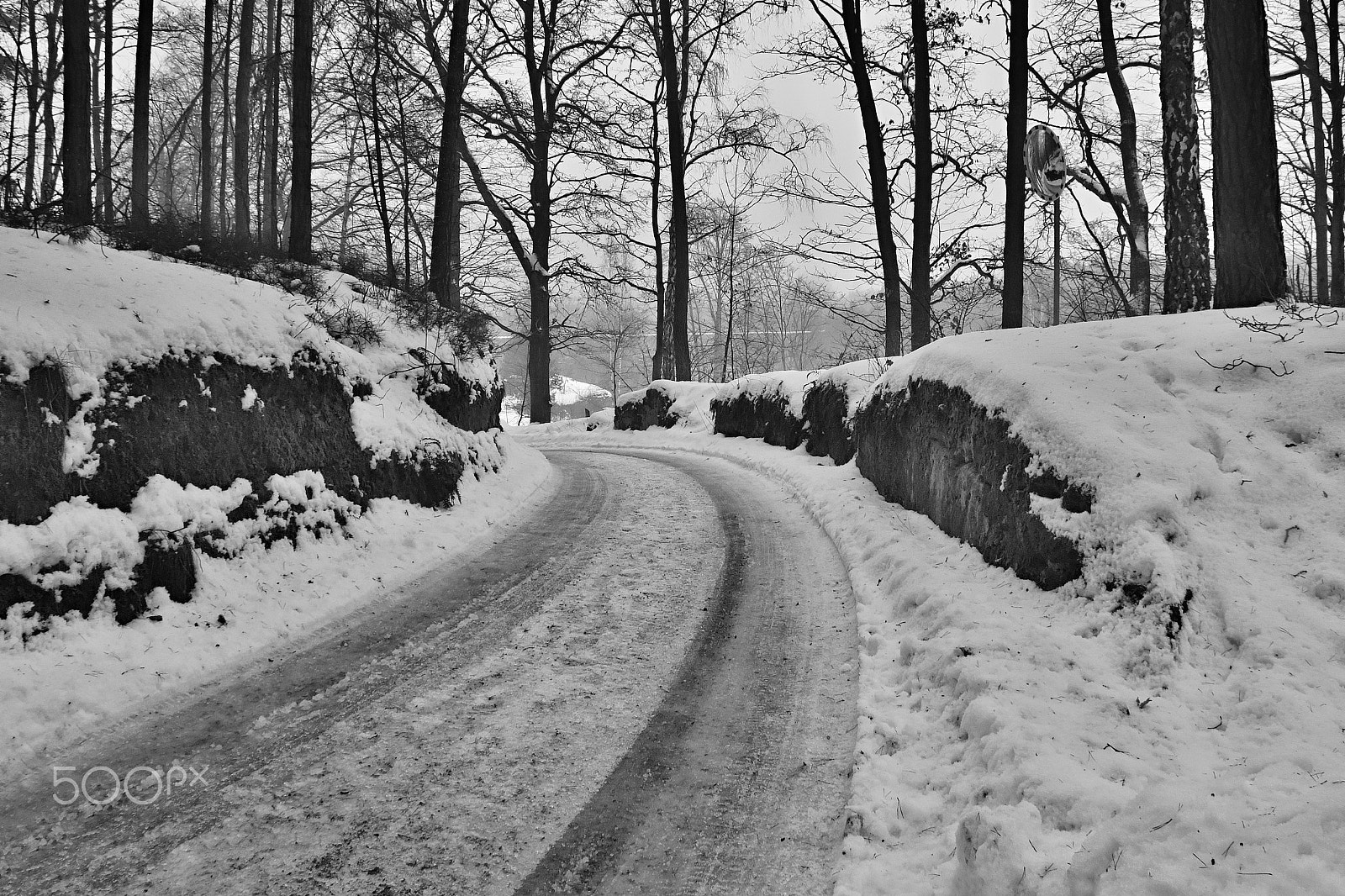 Nikon Coolpix P6000 sample photo. Snowy way leading to village karba in machuv kraj during winter czech photography