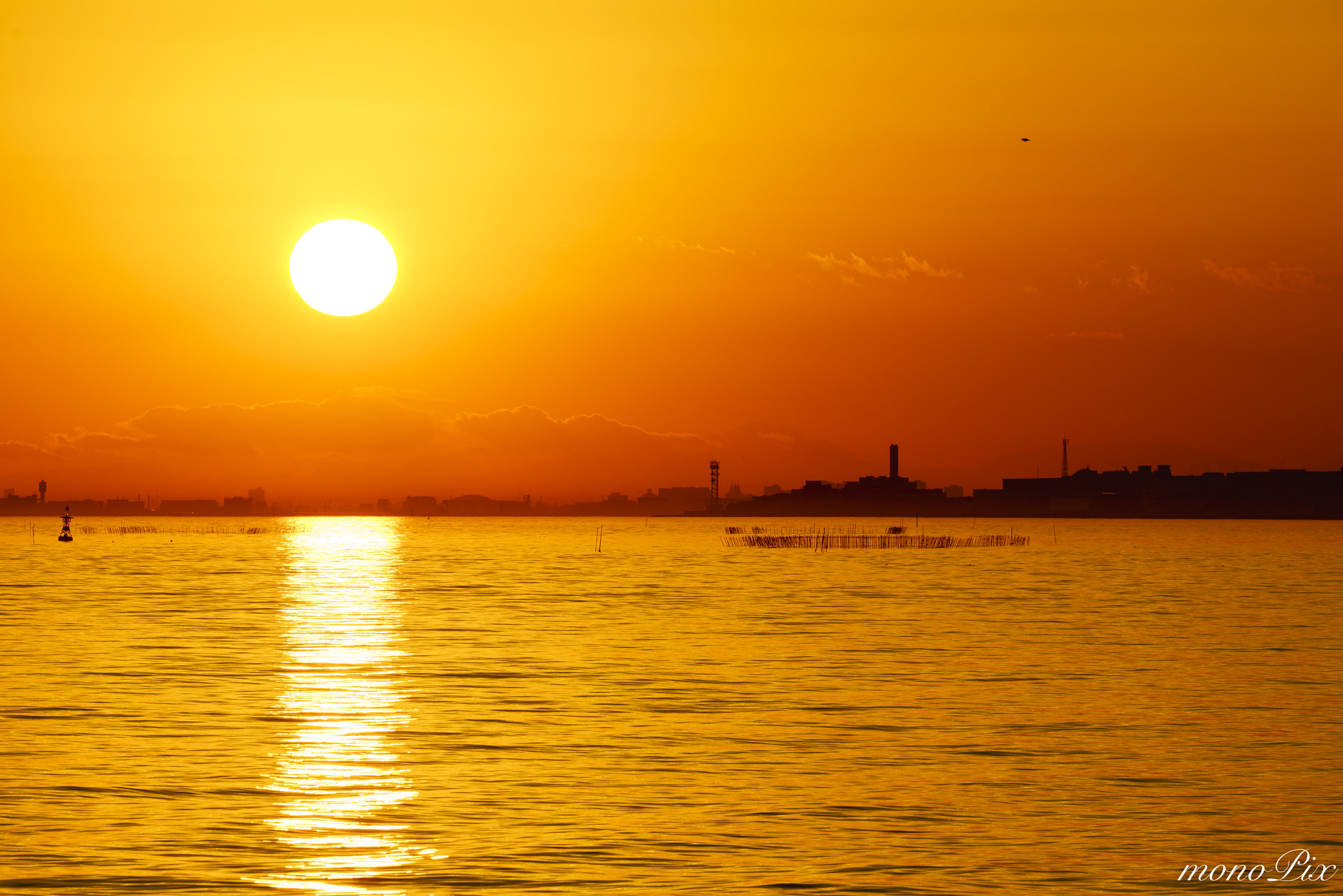Canon EF 70-300mm F4-5.6L IS USM sample photo. Sunset over tokyo bay photography