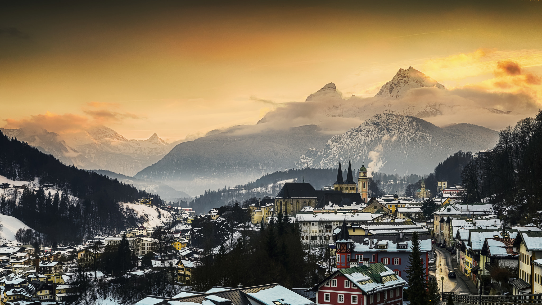 Sony a7R II + Canon EF 24-70mm F2.8L II USM sample photo. Berchtesgaden, a city in winter. photography