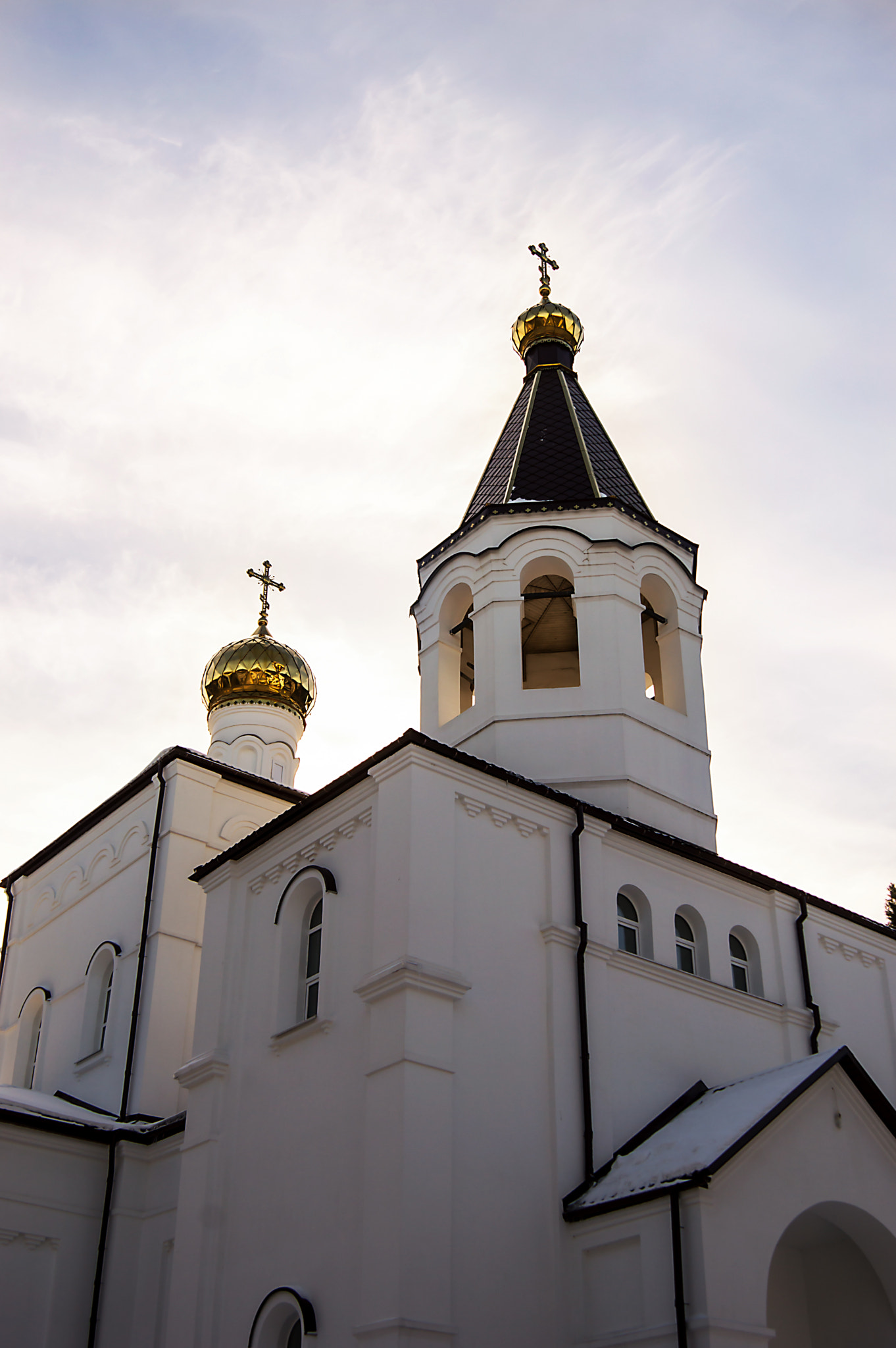 Sigma 28-300mm F3.5-6.3 DG Macro sample photo. White church with gold domes photography