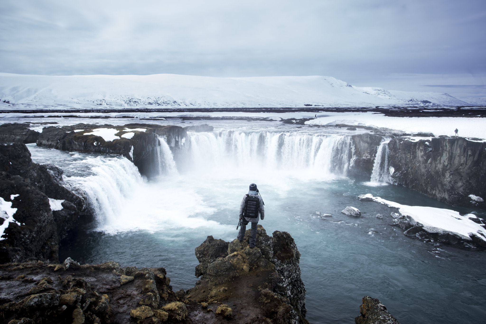 Sony a7R + Canon EF 17-40mm F4L USM sample photo. Godafoss waterfall photography