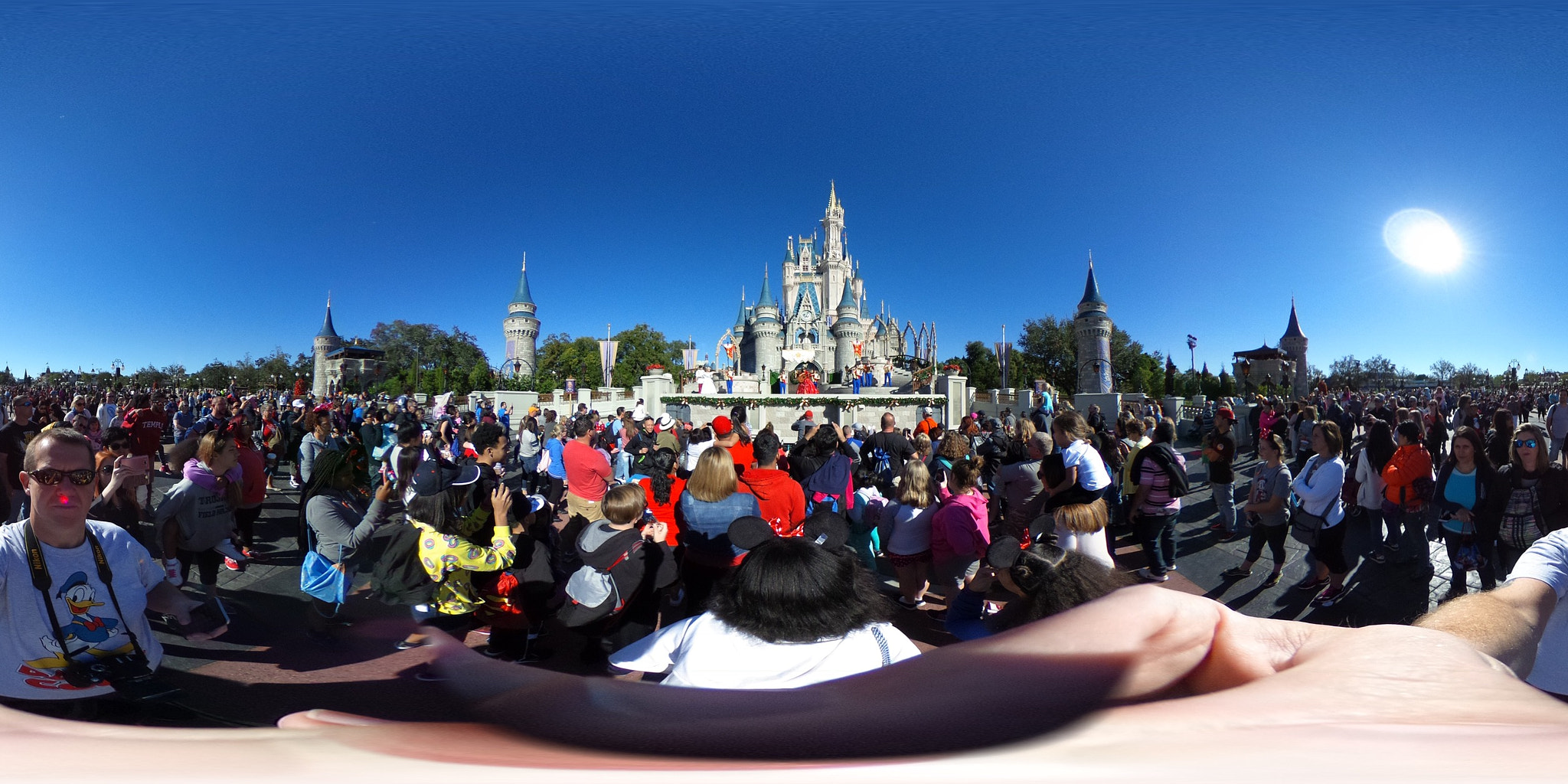 Ricoh Theta S sample photo. 360° of cinderella's castle photography