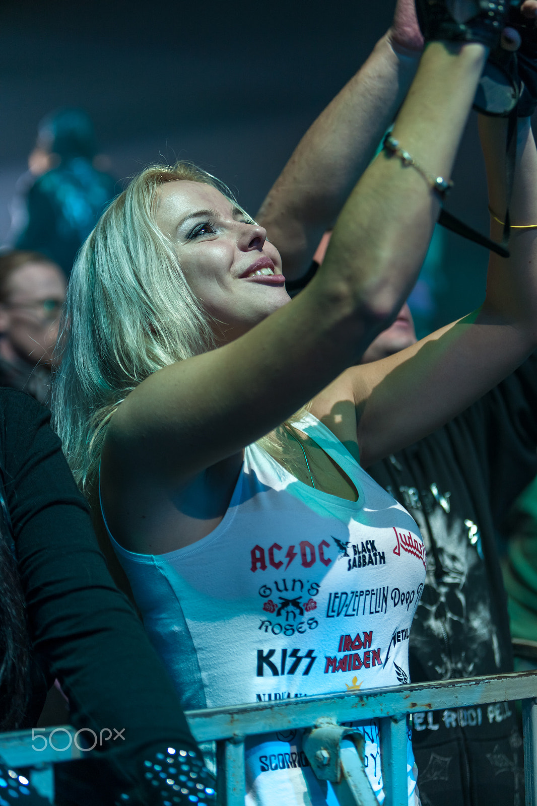 Canon EOS-1Ds Mark III + Canon EF 70-200mm F2.8L IS USM sample photo. Dnipropetrovsk, ukraine – october 31: young girl - a fan of scorpions rock band.  live concert at... photography