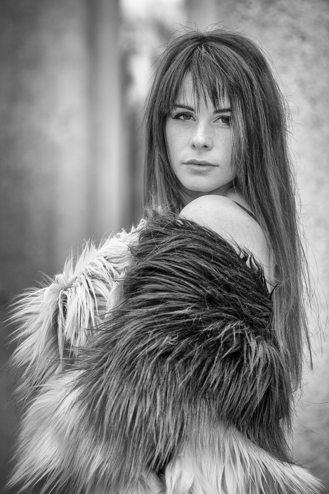 Sony a7R sample photo. Rianna in fur photography