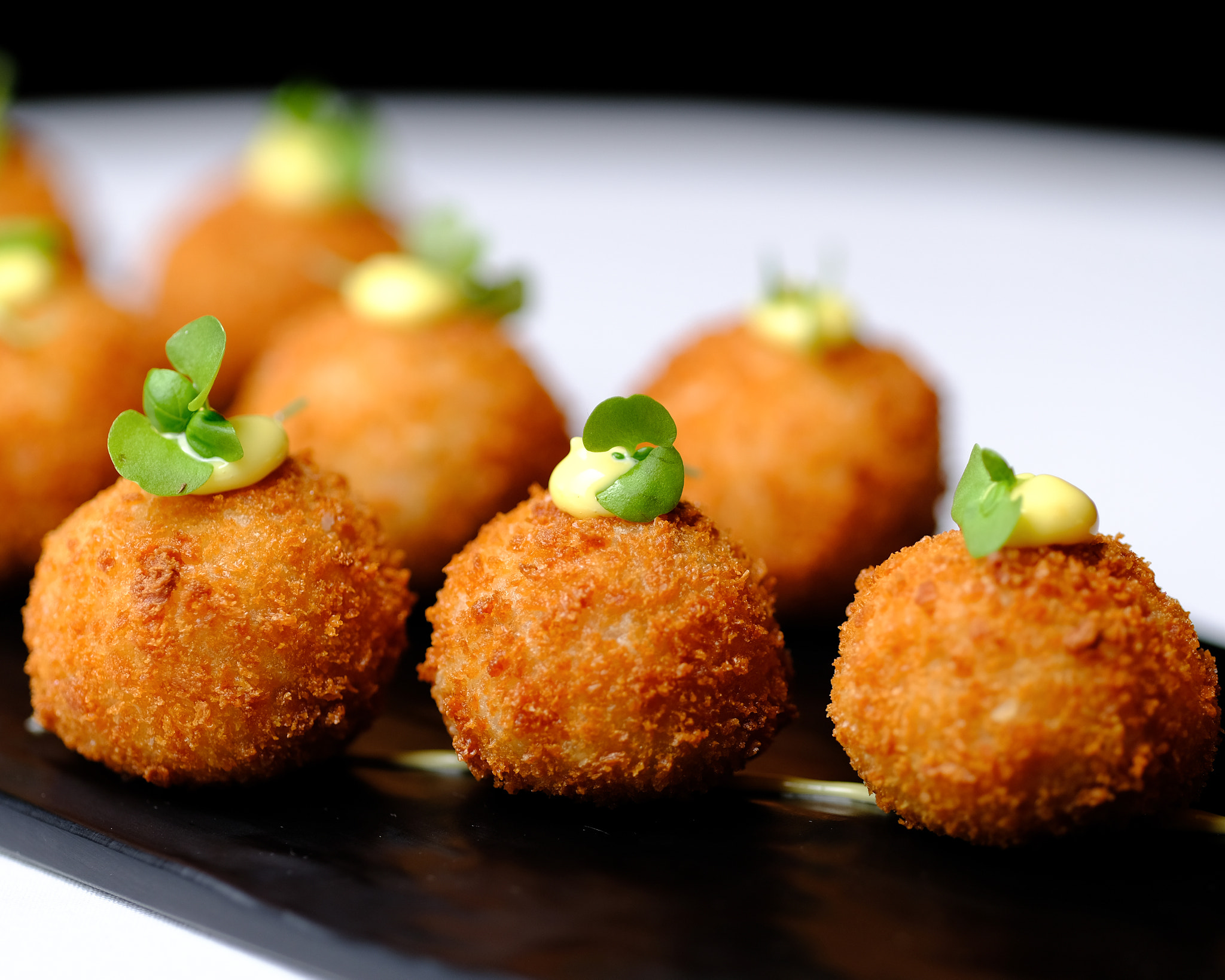 Fujifilm X-Pro2 + Fujifilm XF 90mm F2 R LM WR sample photo. Smoked chicken confit arancini photography
