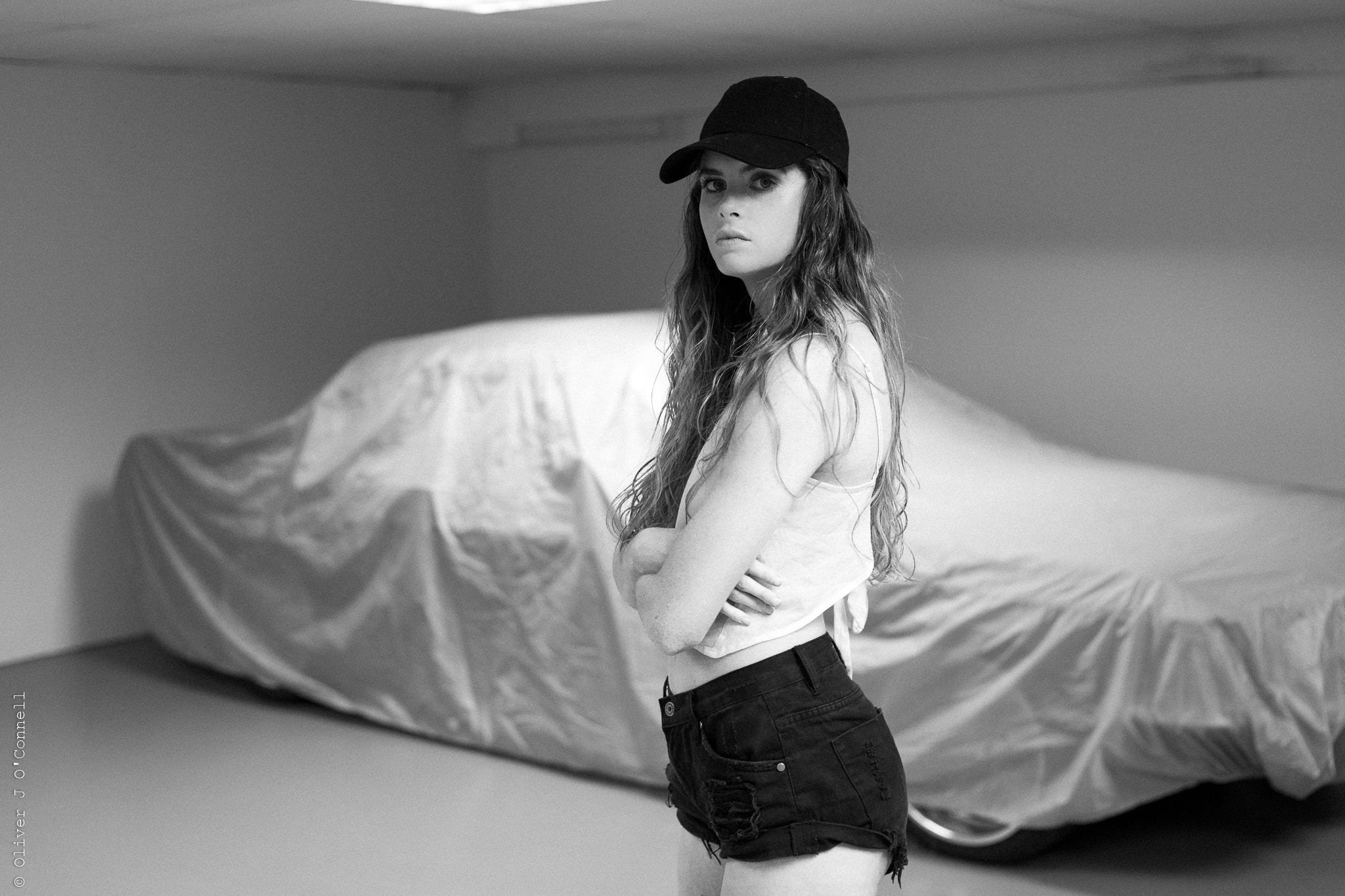 E 50mm F2 sample photo. Garage girl 2 photography