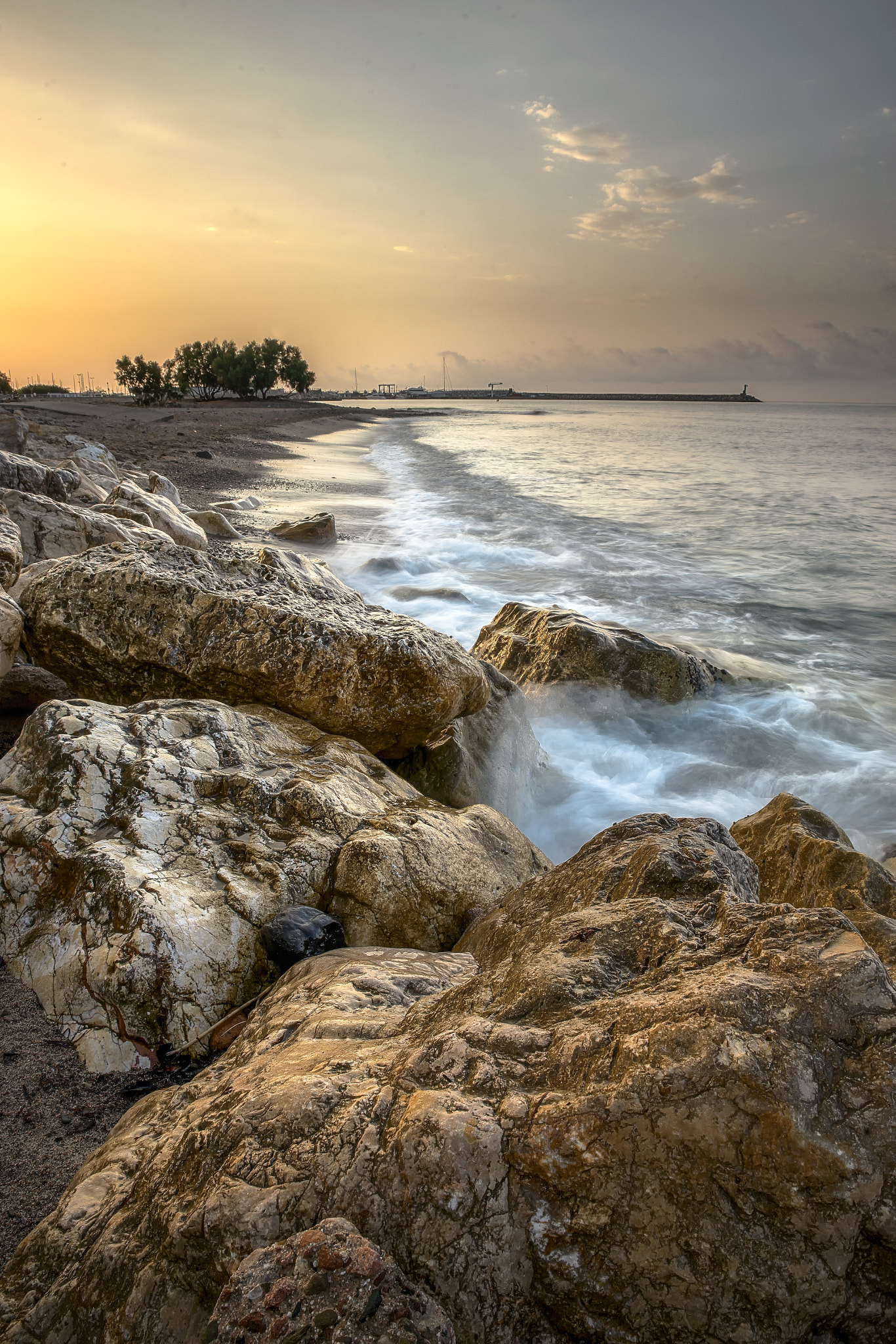 Tamron SP 24-70mm F2.8 Di VC USD sample photo. Cambrils sunrise on the rocks vertical edition photography
