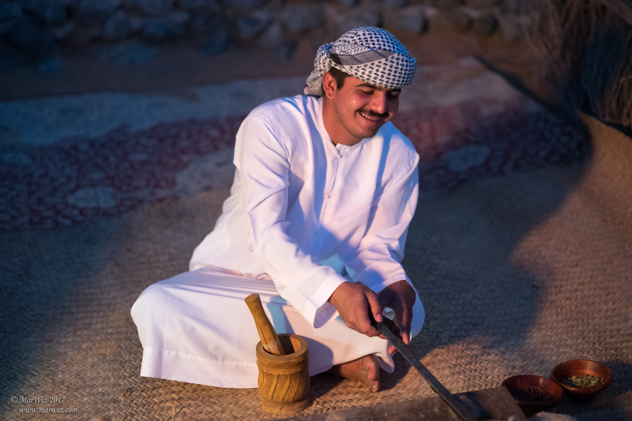 Summilux-M 1:1.4/75 sample photo. Arabic coffee making bedouin camp photography