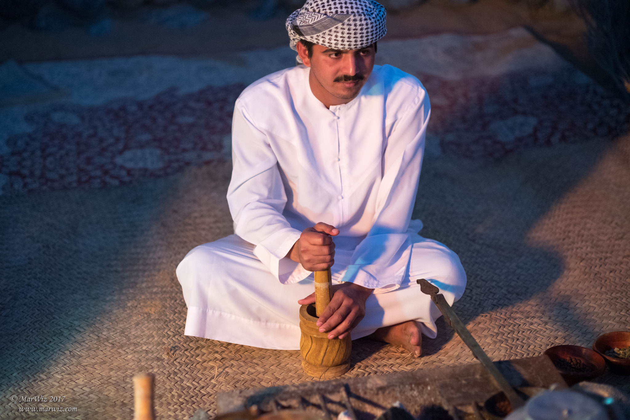 Summilux-M 1:1.4/75 sample photo. Arabic coffee making bedouin camp photography