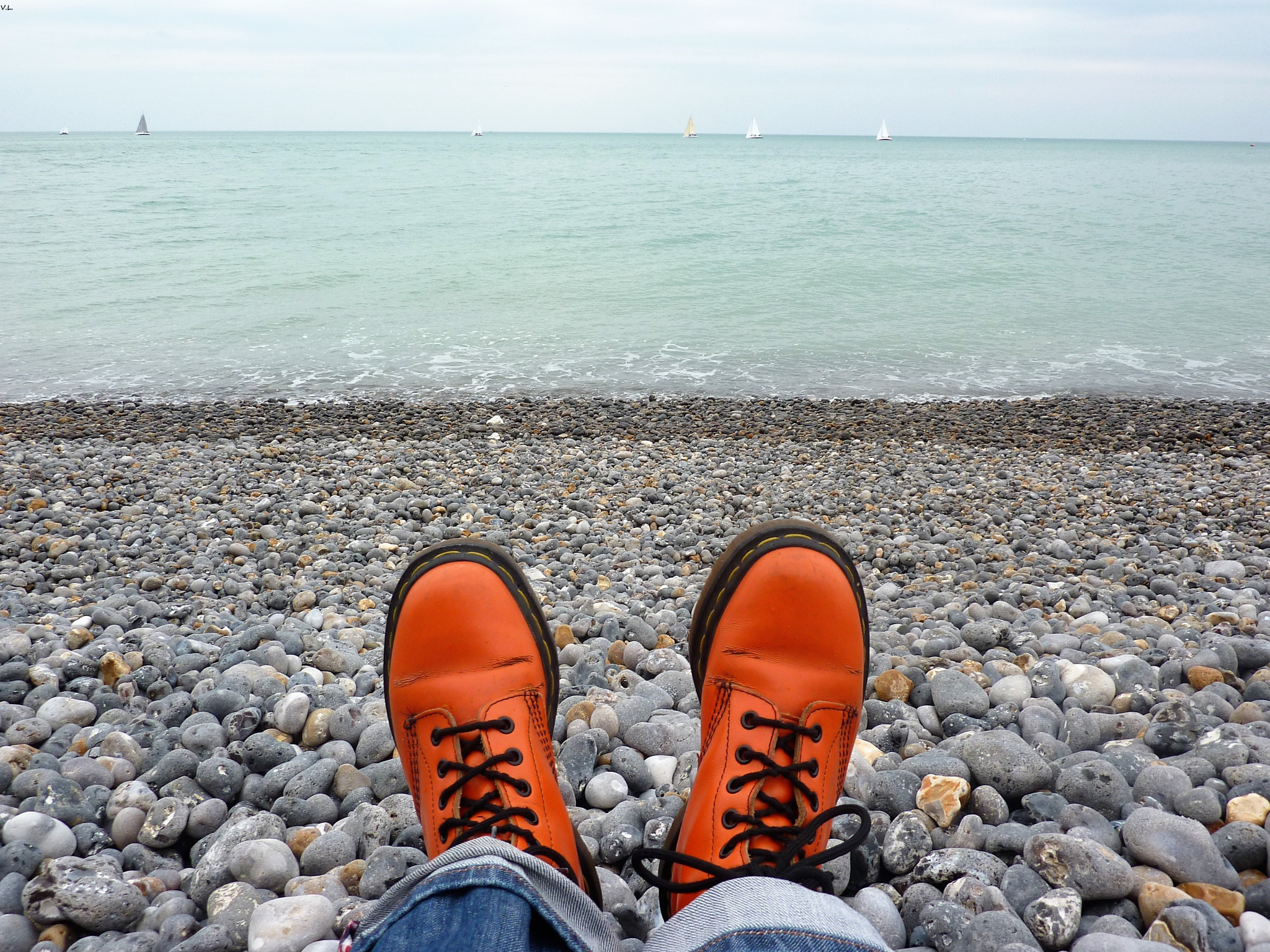 Panasonic DMC-ZS1 sample photo. My docmartens at the sea photography