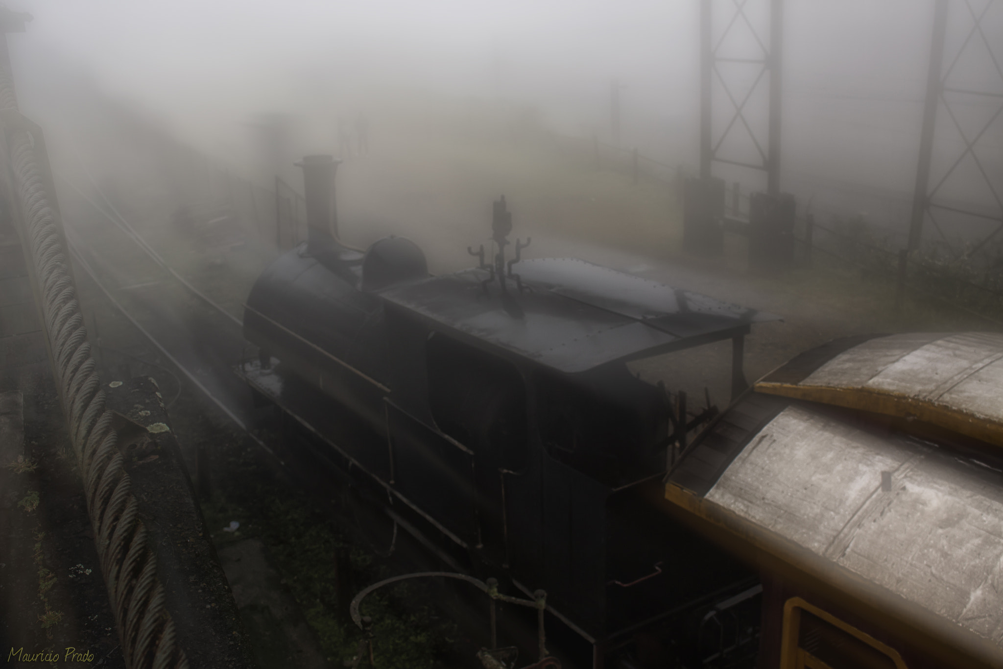Canon EOS 50D sample photo. Train waiting for ghost passengers on foggy day photography
