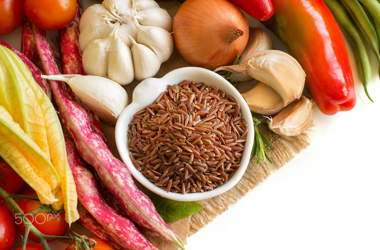 Canon EOS 650D (EOS Rebel T4i / EOS Kiss X6i) sample photo. Red rice in bowl and fresh vegetables photography