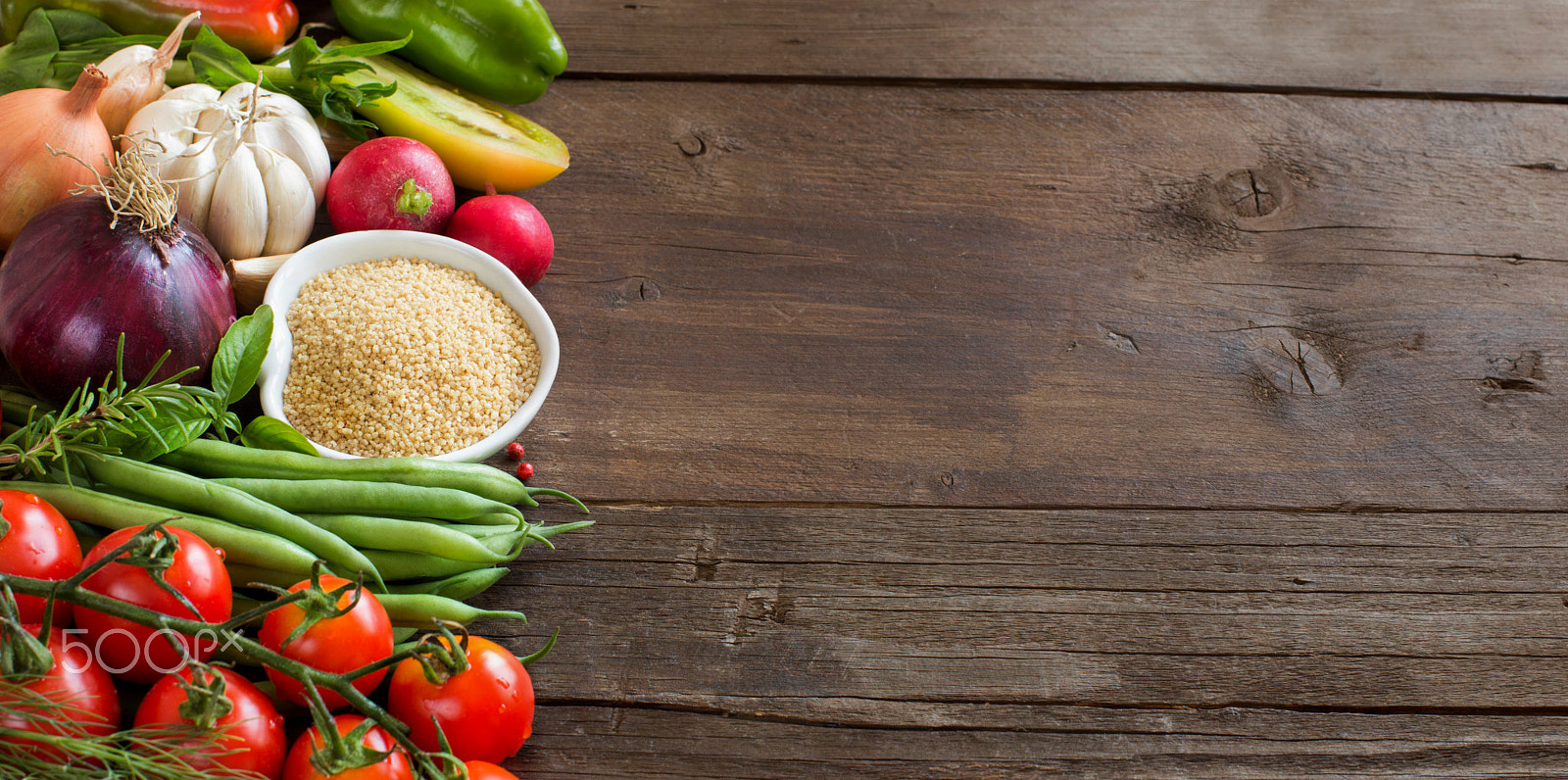 Canon EOS 650D (EOS Rebel T4i / EOS Kiss X6i) sample photo. Couscous in a bowl and fresh vegetables photography